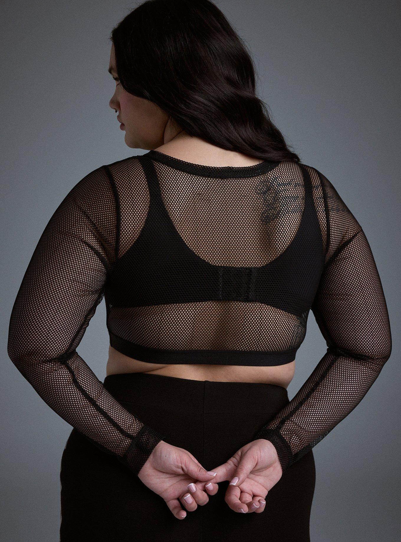 Nightfall Fishnet Under-It-All Crop Top, RICH BLACK, alternate