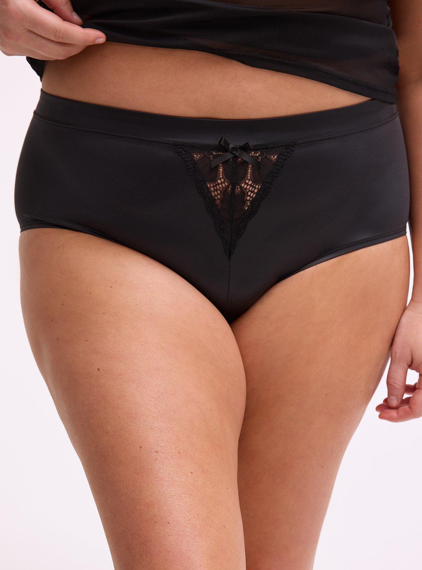 Ava Lace & Shine Mid-Rise Cheeky Panty, RICH BLACK, alternate