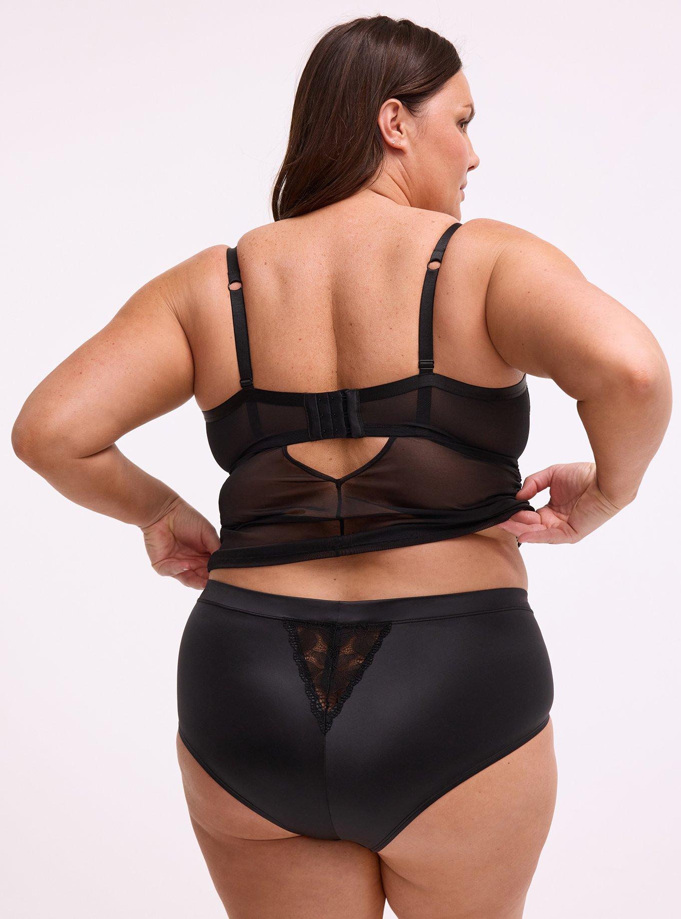 Ava Lace & Shine Mid-Rise Cheeky Panty, RICH BLACK, alternate