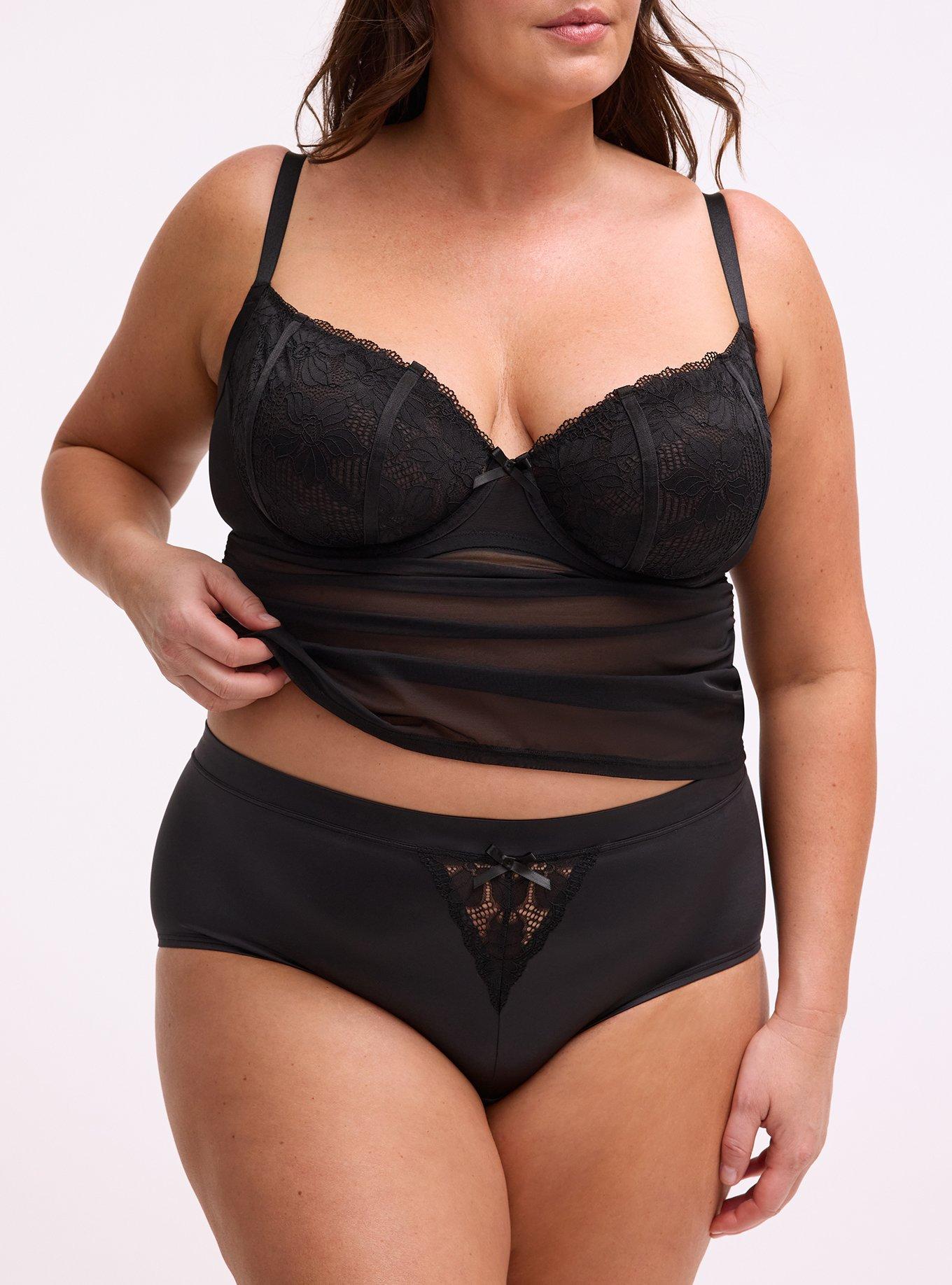 Ava Lace & Shine Mid-Rise Cheeky Panty, RICH BLACK, alternate