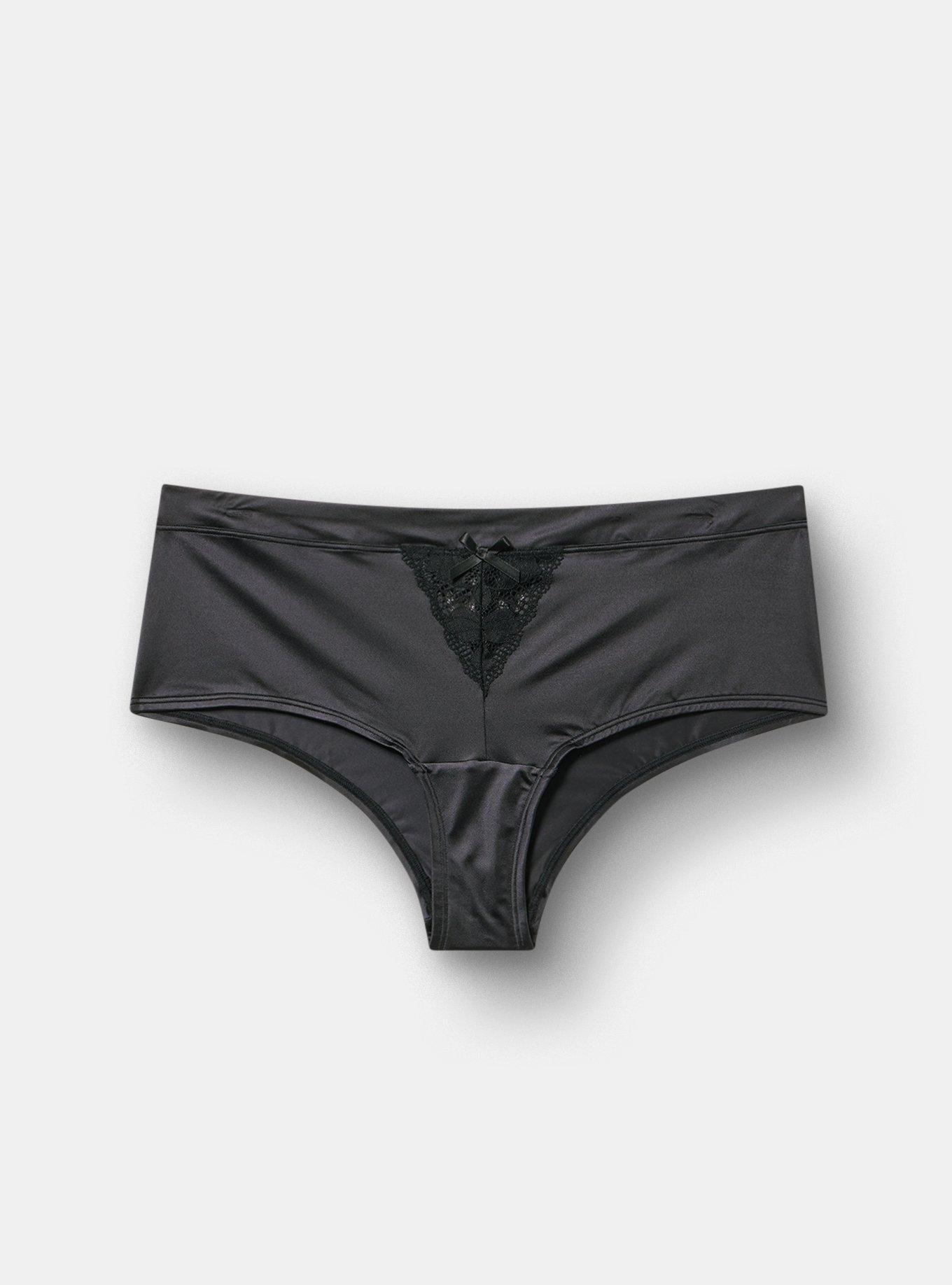 Ava Lace & Shine Mid-Rise Cheeky Panty, RICH BLACK, hi-res