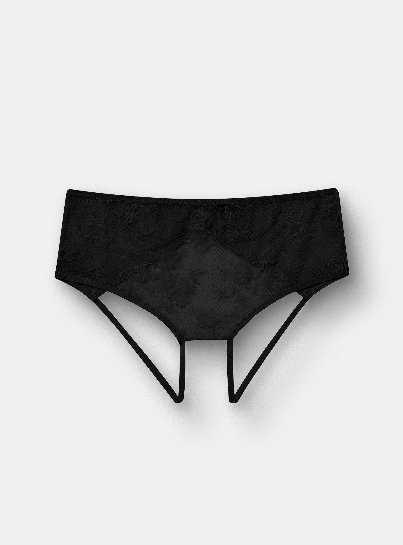 Nadia Lace Open Gusset Cheeky Panty, RICH BLACK, hi-res