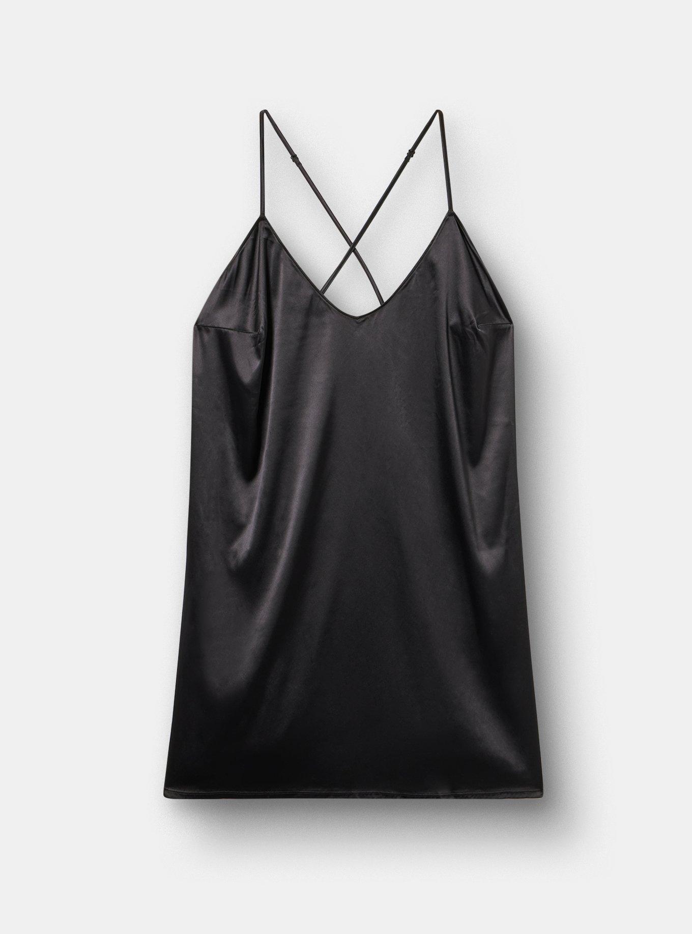 Stretch Satin Slip, RICH BLACK, flat