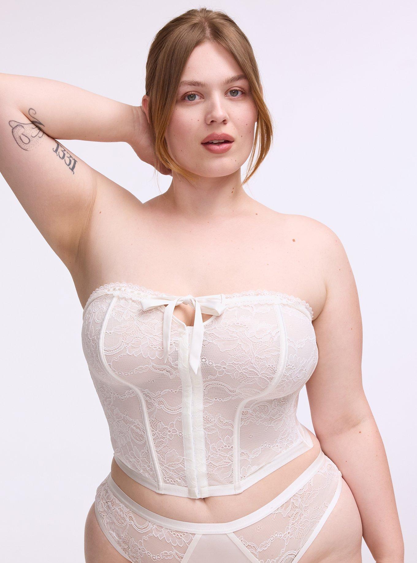 Bridal Lace Bustier Top, CLOUD DANCER, hi-res