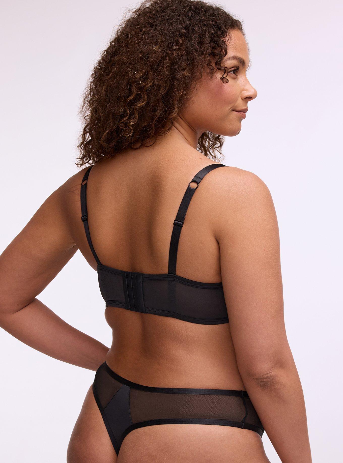 Mesh & Shine Strappy Underwire Bra, RICH BLACK, alternate