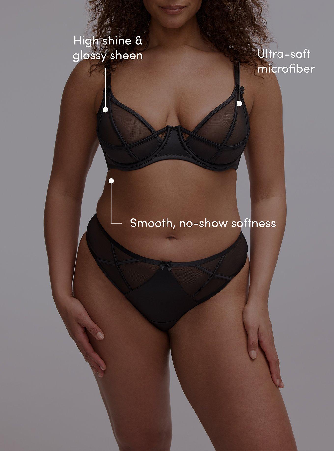 Mesh & Shine Strappy Underwire Bra, RICH BLACK, alternate