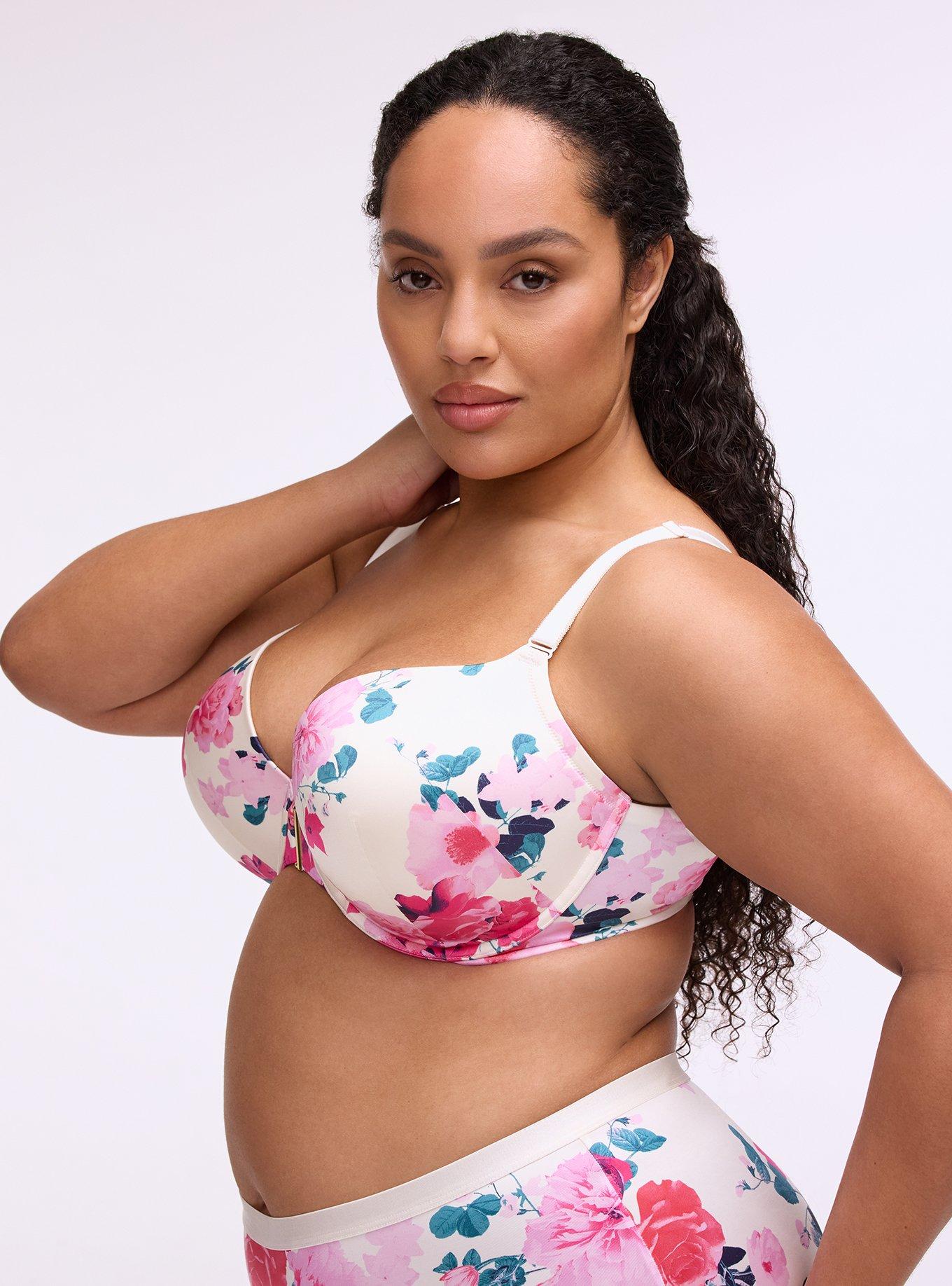 Perfect Coverage Push-Up Shine Front Close Bra, JEWEL FLORAL WHITE, alternate