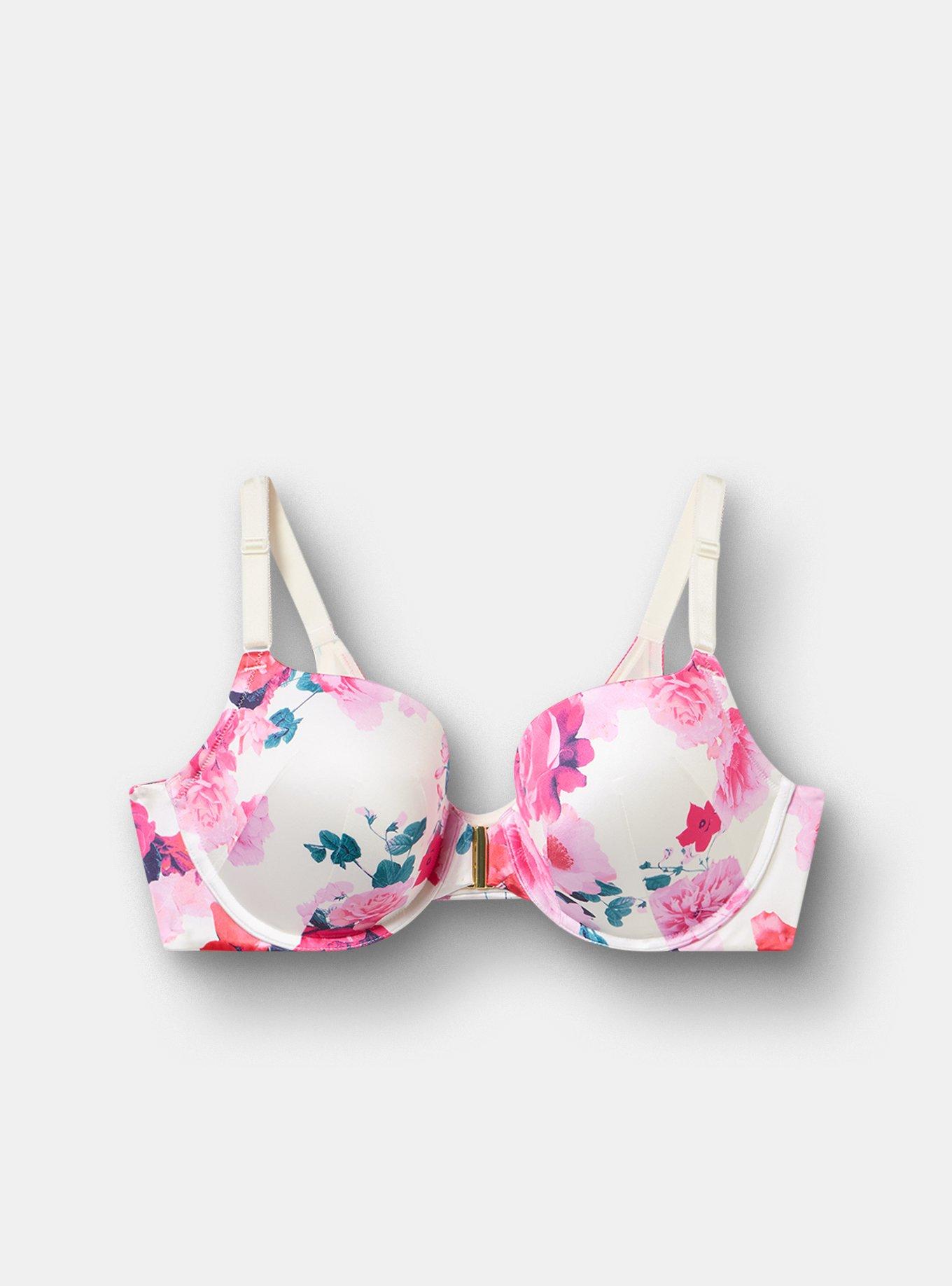Perfect Coverage Push-Up Shine Front Close Bra, JEWEL FLORAL WHITE, hi-res