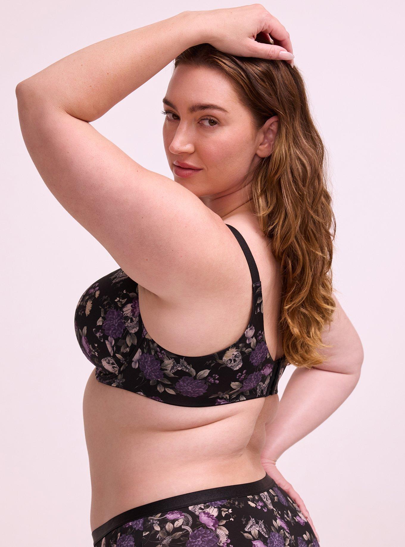 Plus Size Full Coverage Lightly Lined Smooth Bra, CONSTANCE FLORAL BLACK, alternate