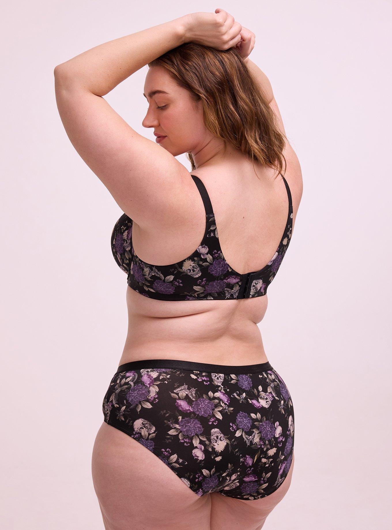 Plus Size Full Coverage Lightly Lined Smooth Bra, CONSTANCE FLORAL BLACK, alternate
