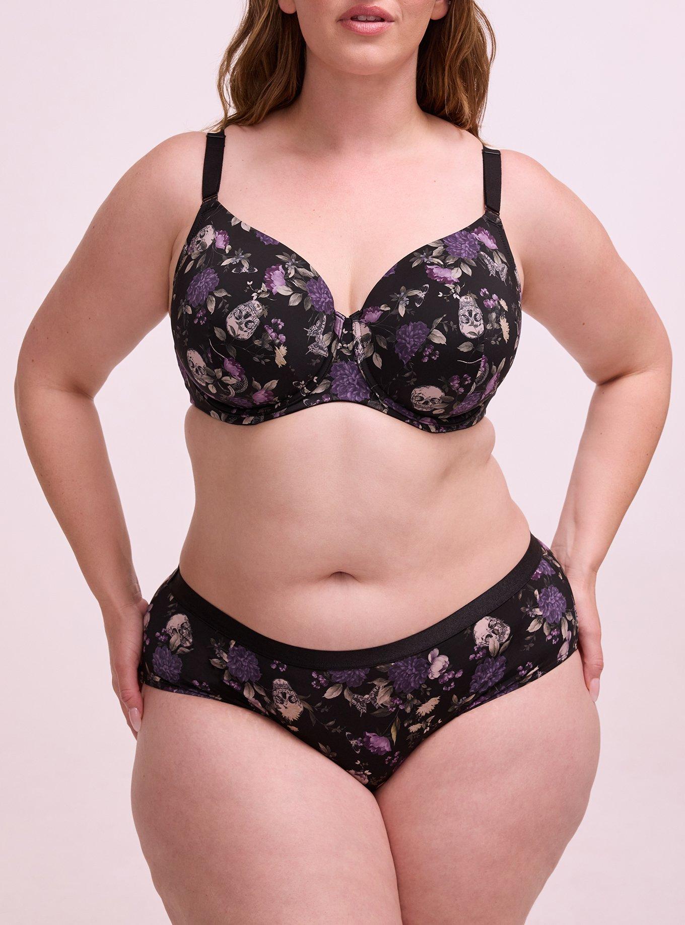 Plus Size Full Coverage Lightly Lined Smooth Bra, CONSTANCE FLORAL BLACK, alternate