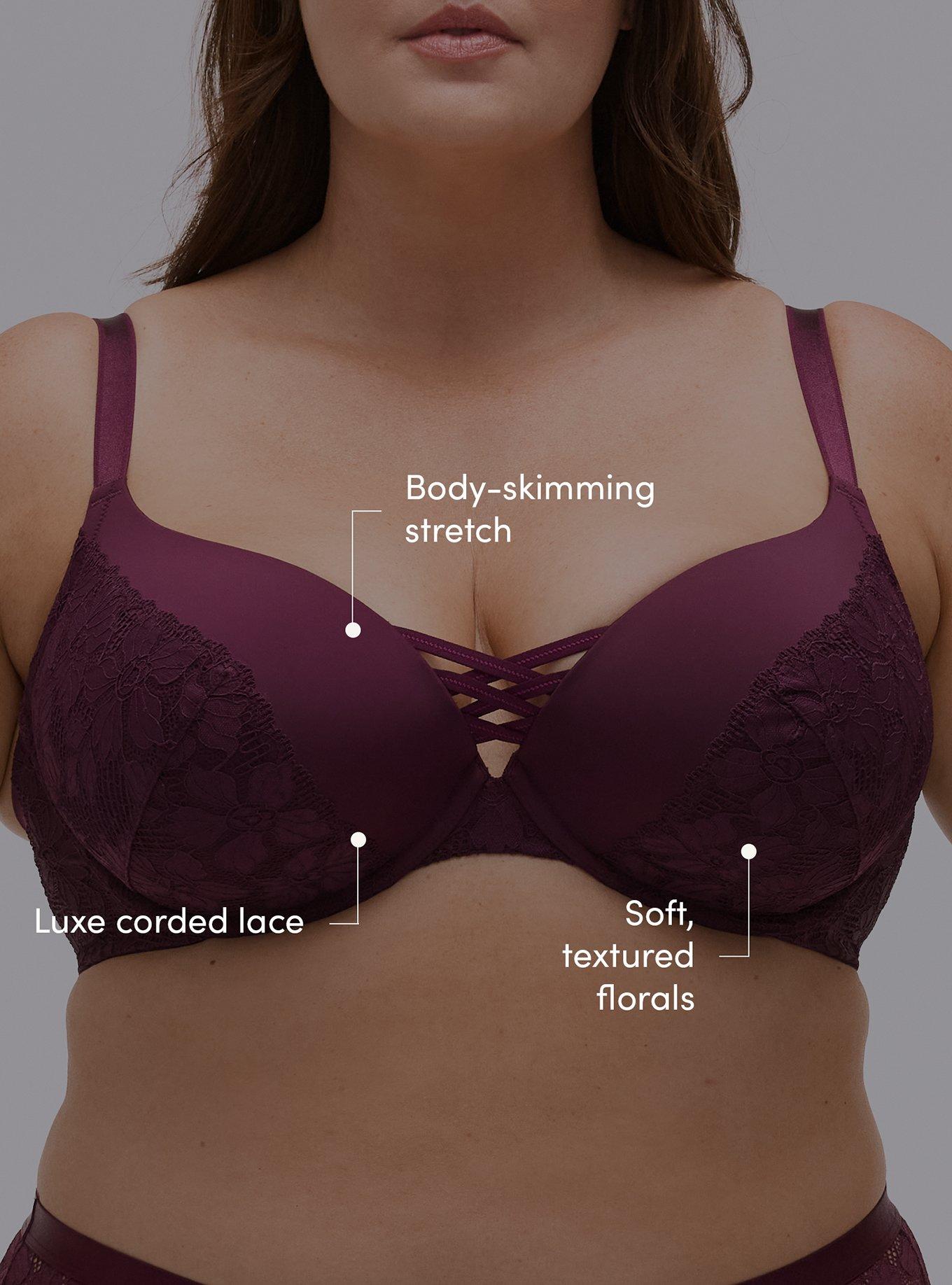 Ava Plunge Push-Up Lace Bra, POTENT PURPLE, alternate