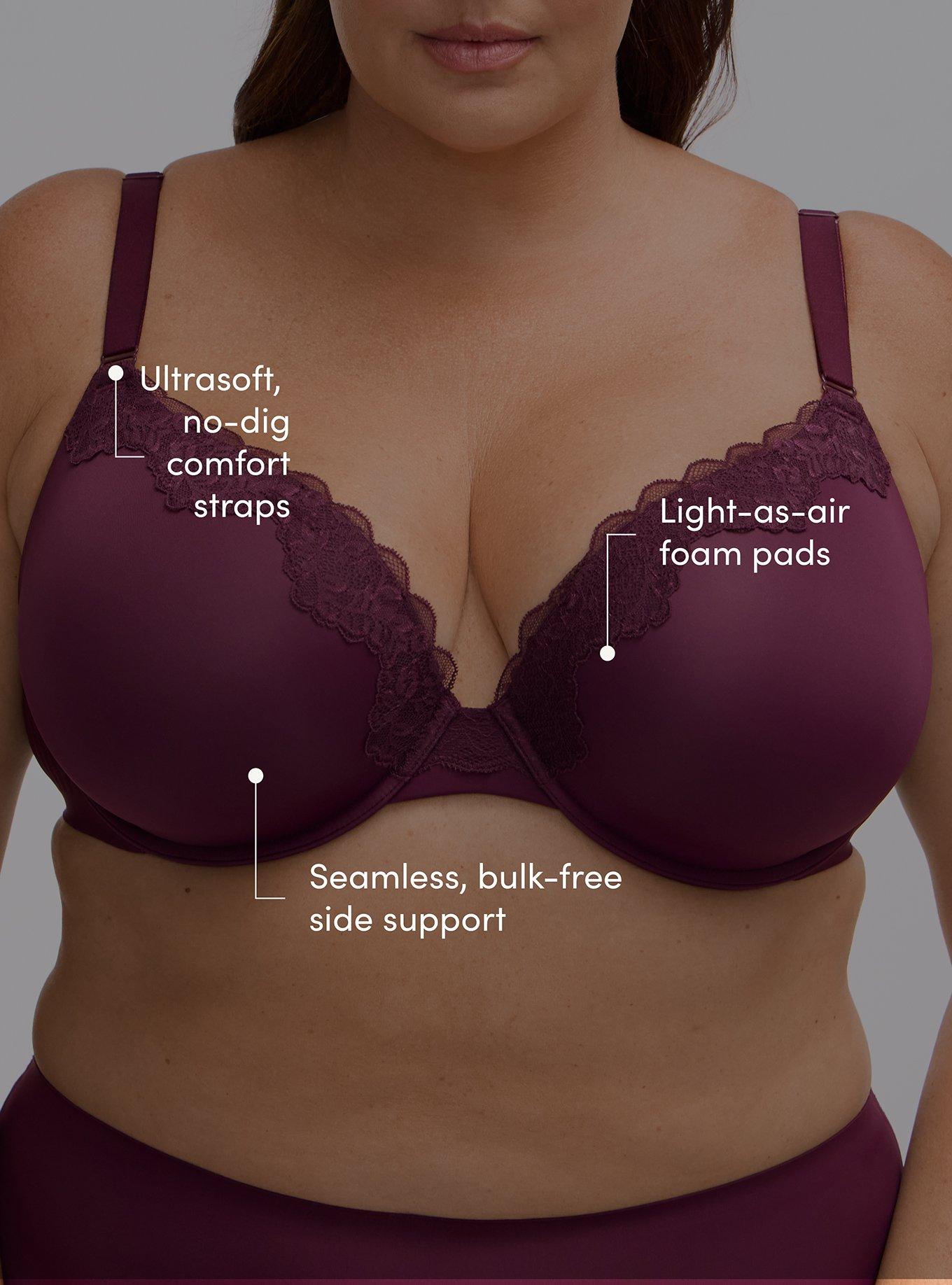 Plus Size Cloud Plunge Push-Up Smooth Bra, POTENT PURPLE, alternate