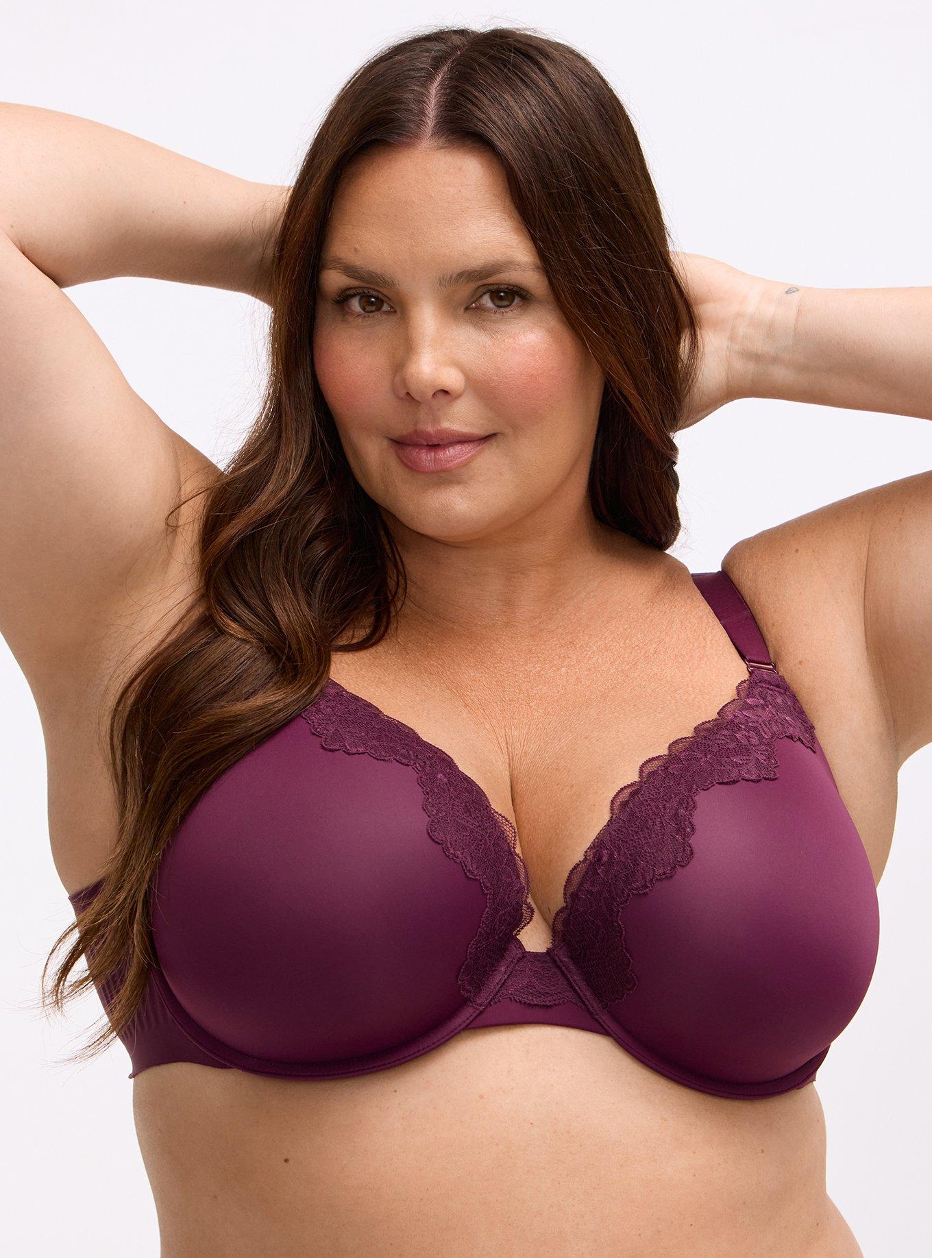 Plus Size Cloud Plunge Push-Up Smooth Bra, POTENT PURPLE, hi-res