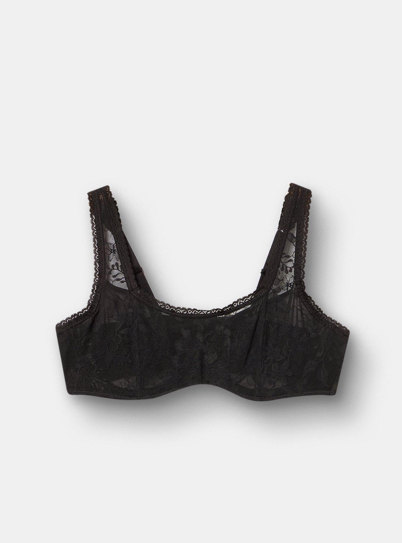 Balconette Unlined Lace Bra, RICH BLACK, hi-res