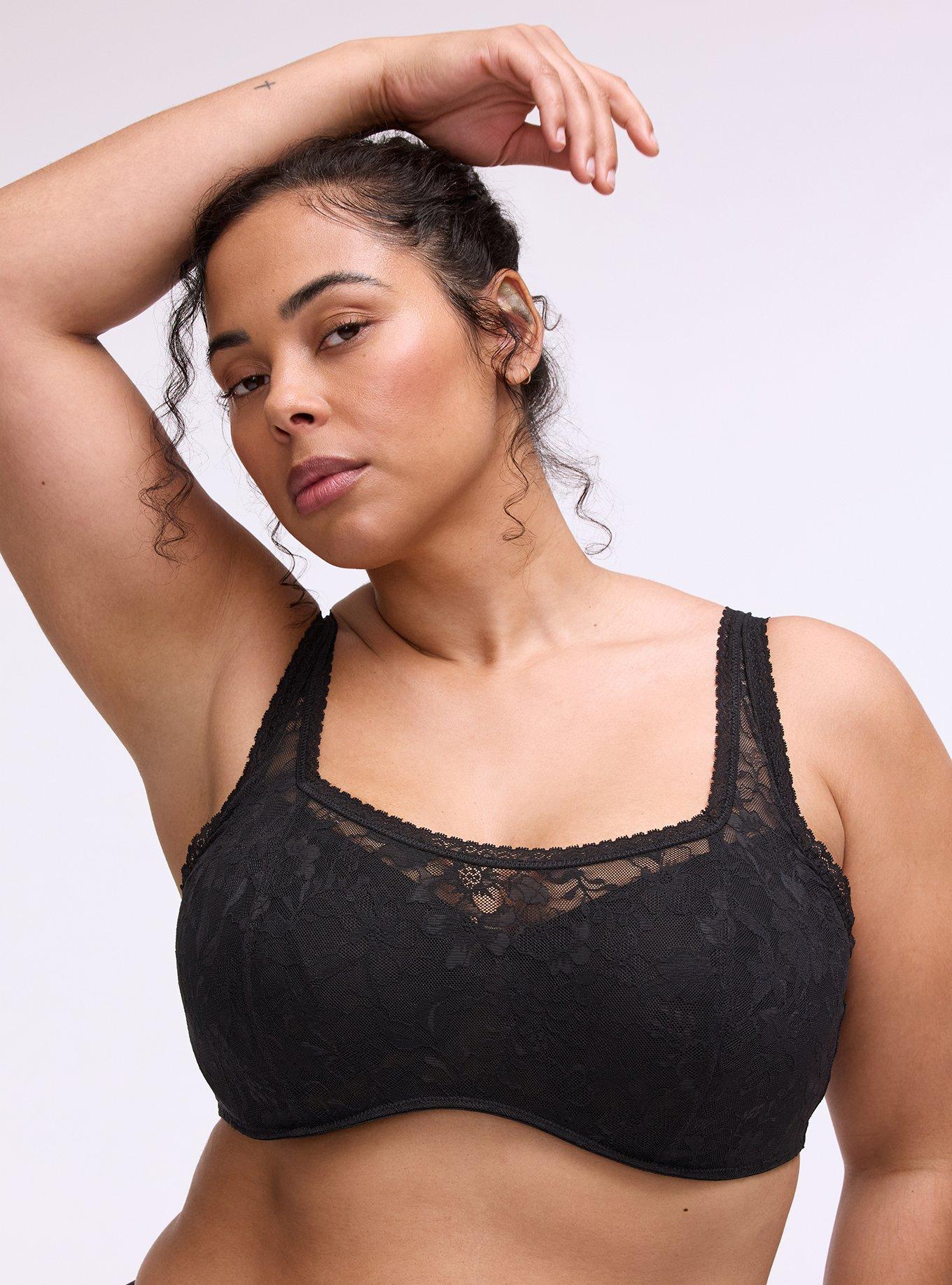 Balconette Unlined Lace Bra, RICH BLACK, hi-res