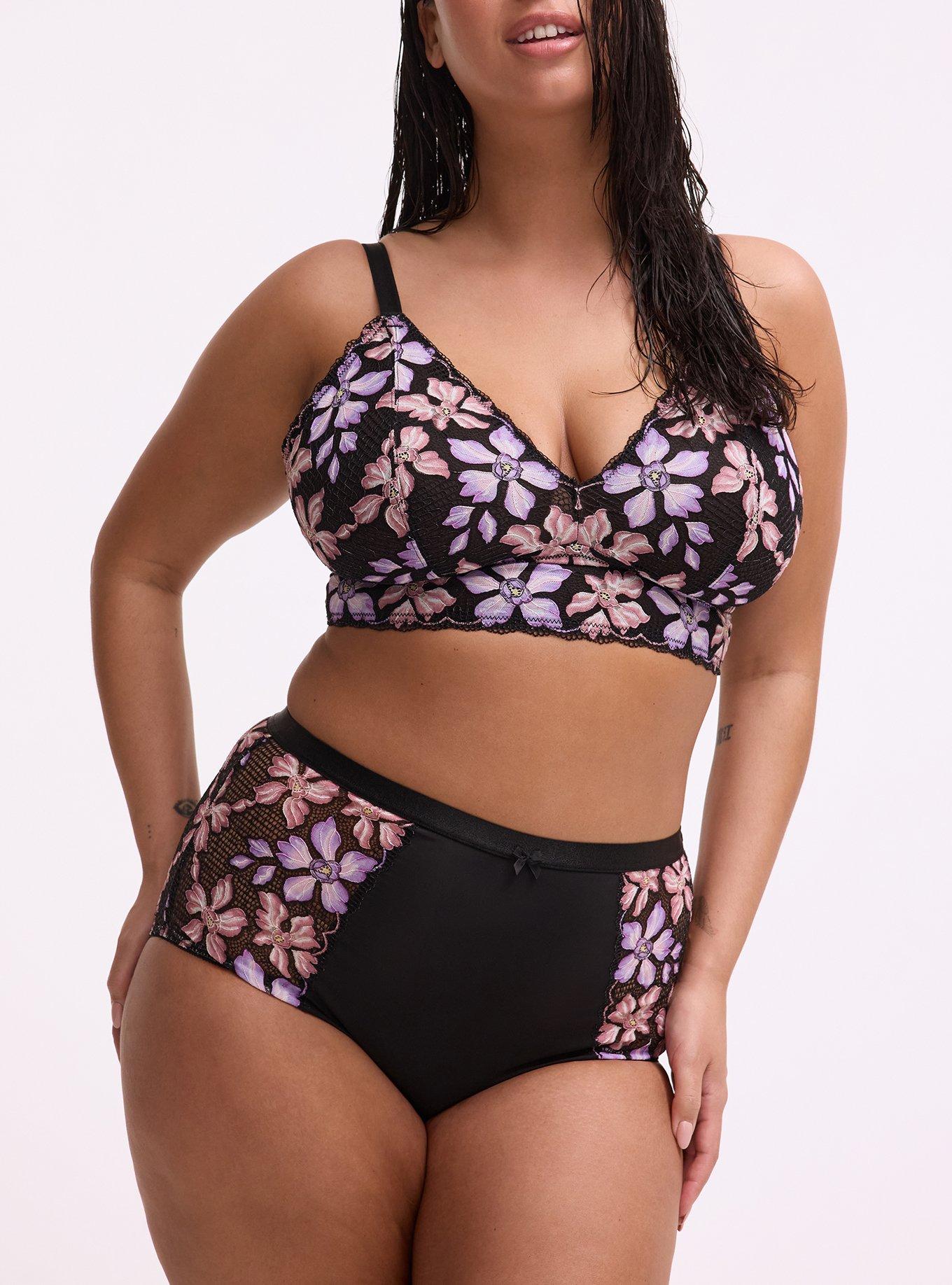 Lace High-Rise Brief Panty, ROMANTIC PASTEL FLORAL, alternate