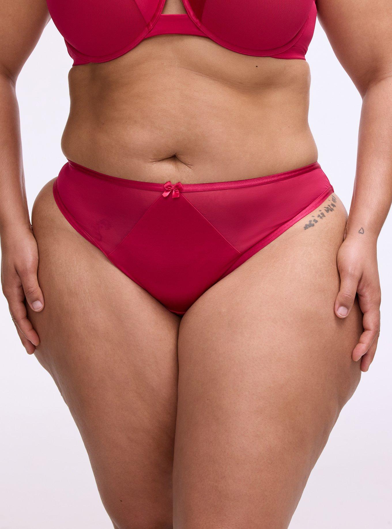 Shine Micro Mid-Rise Tanga Panty, CERISE, alternate