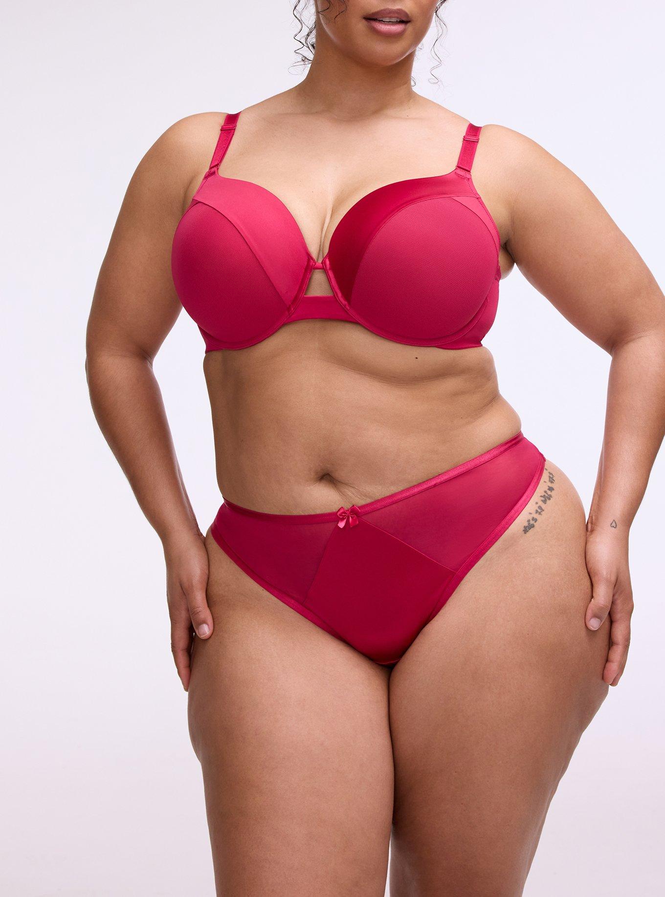 Shine Micro Mid-Rise Tanga Panty, CERISE, alternate