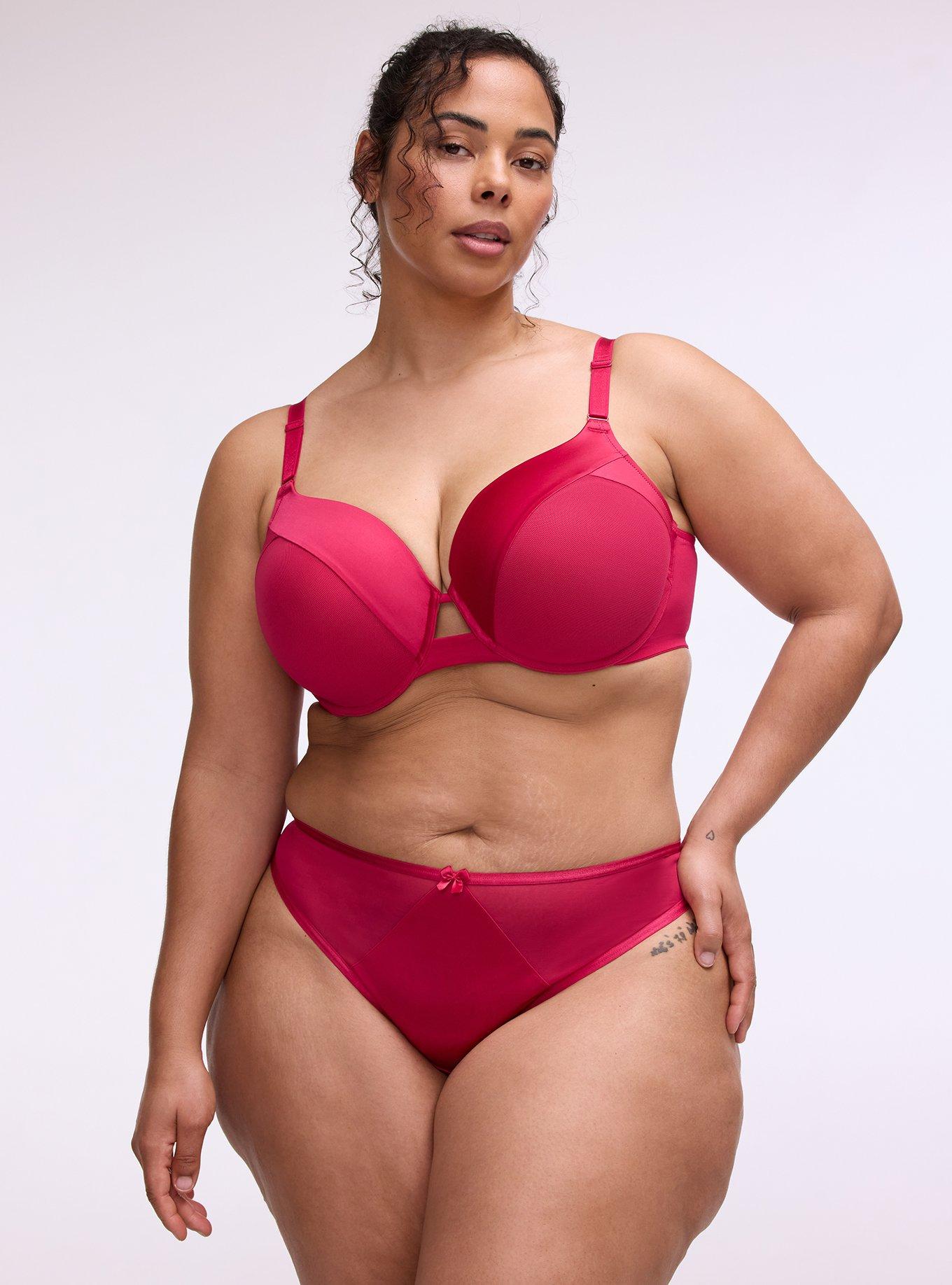 Shine Micro Mid-Rise Tanga Panty, CERISE, hi-res
