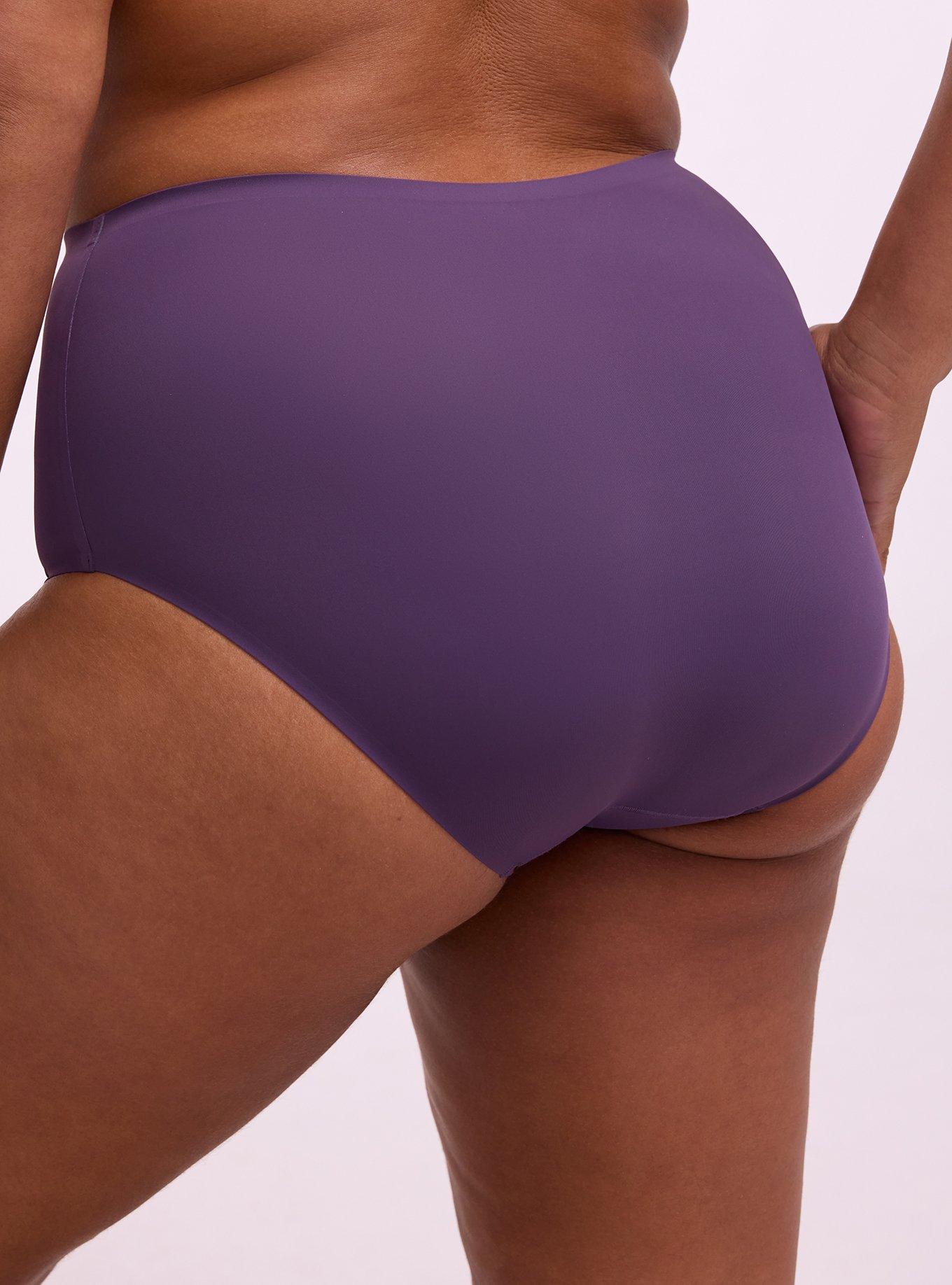 Plus Size Cloud Mid-Rise Brief Panty, BLACKBERRY, alternate
