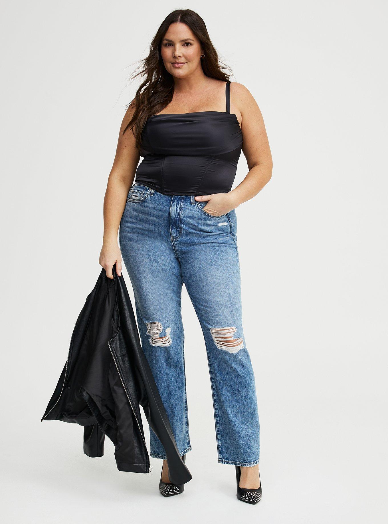 Drape Satin Lace Corset Top, RICH BLACK, alternate