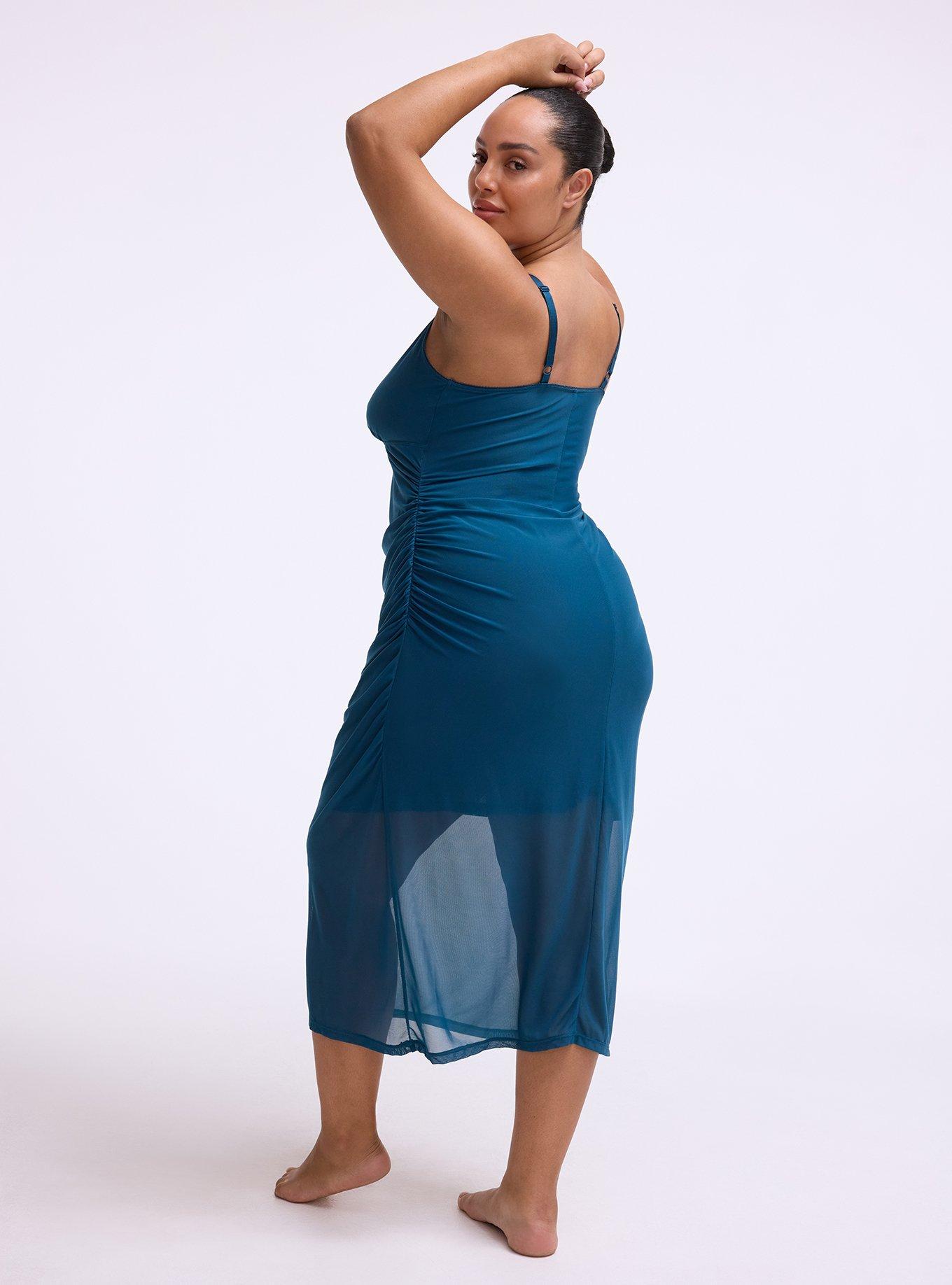 Mesh Tea Length Lingerie Dress, LEGION BLUE, alternate