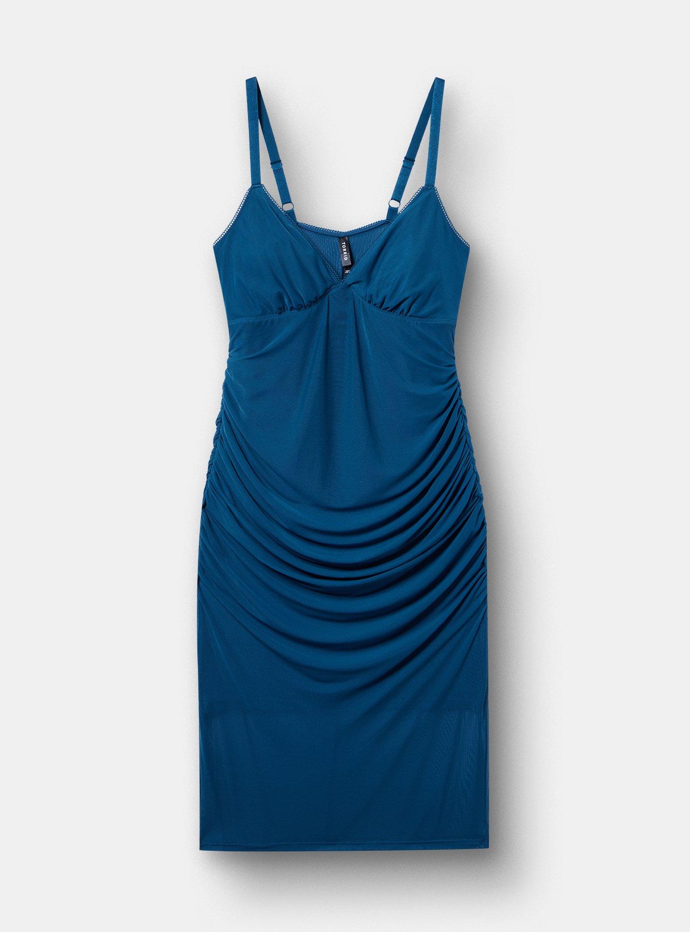 Mesh Tea Length Lingerie Dress, LEGION BLUE, hi-res