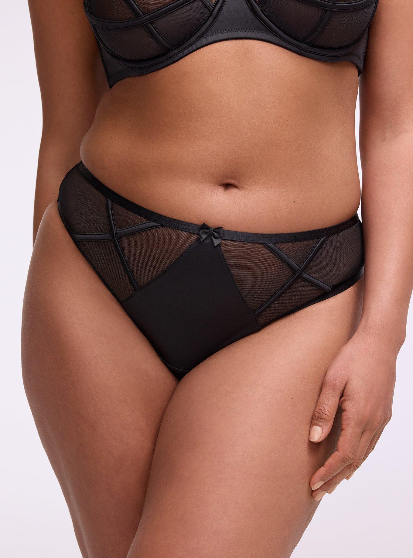 Mesh & Shine Strappy Thong, RICH BLACK, alternate