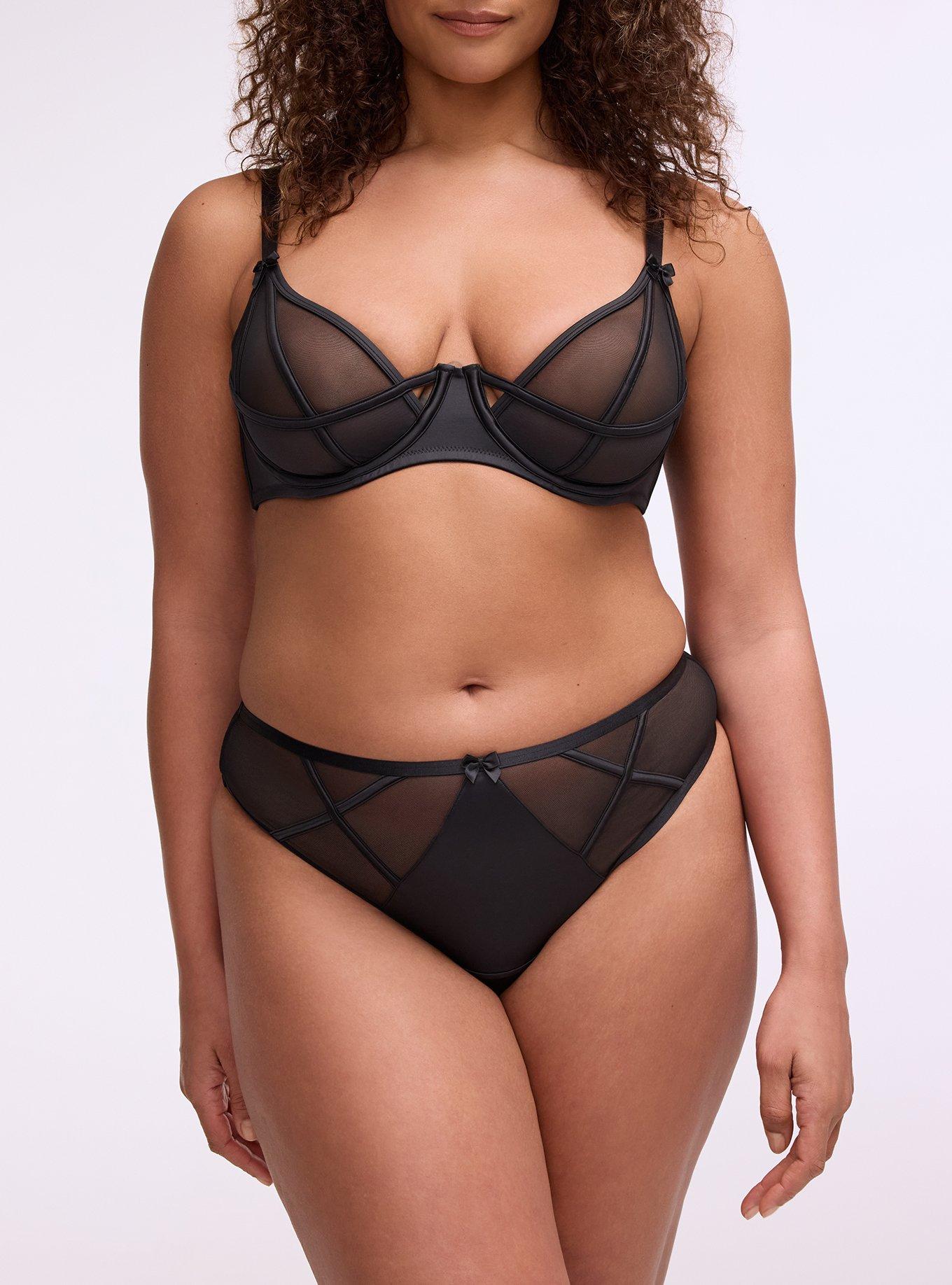 Mesh & Shine Strappy Thong, RICH BLACK, alternate