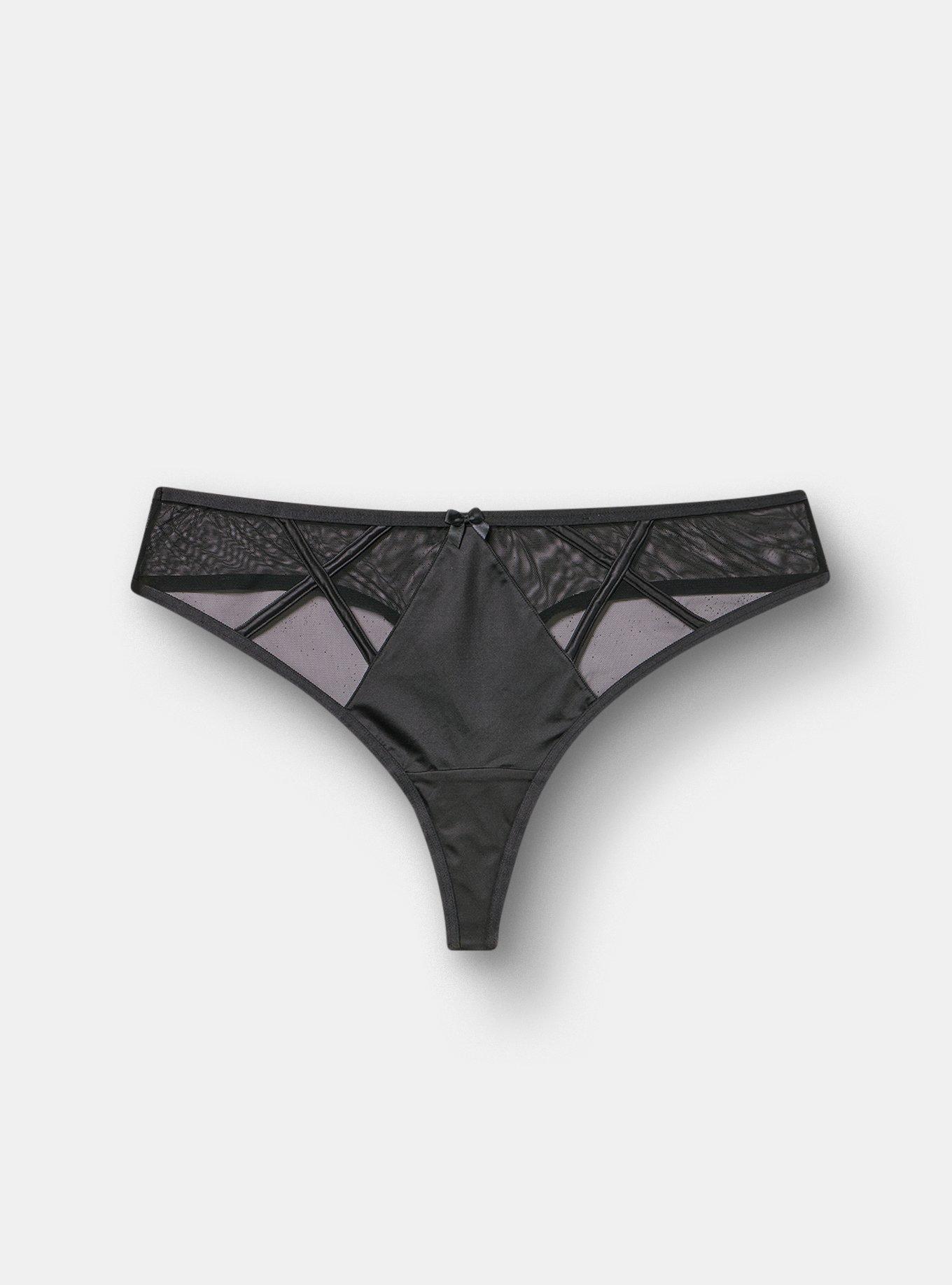 Mesh & Shine Strappy Thong, RICH BLACK, hi-res