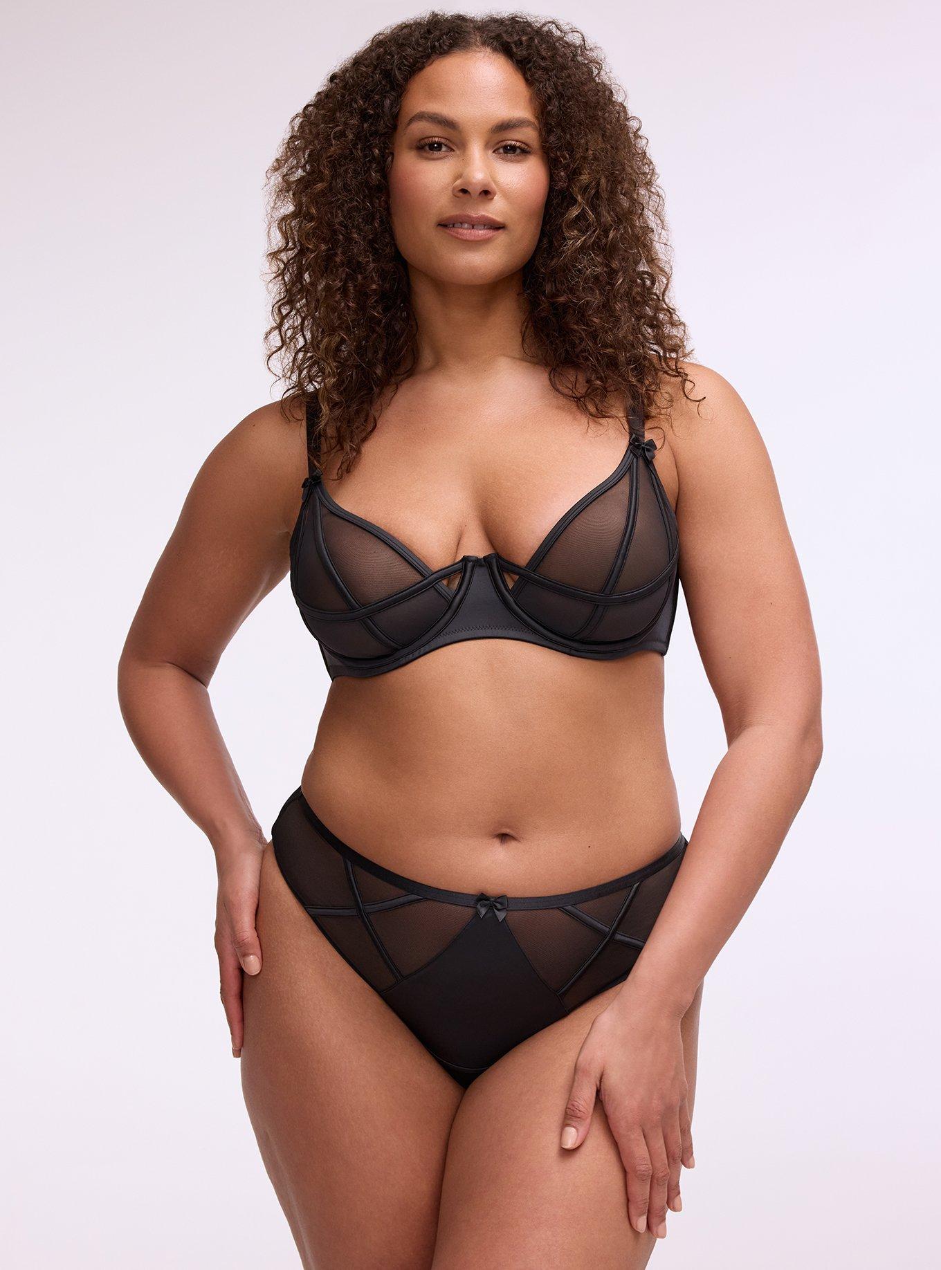 Mesh & Shine Strappy Thong, RICH BLACK, hi-res