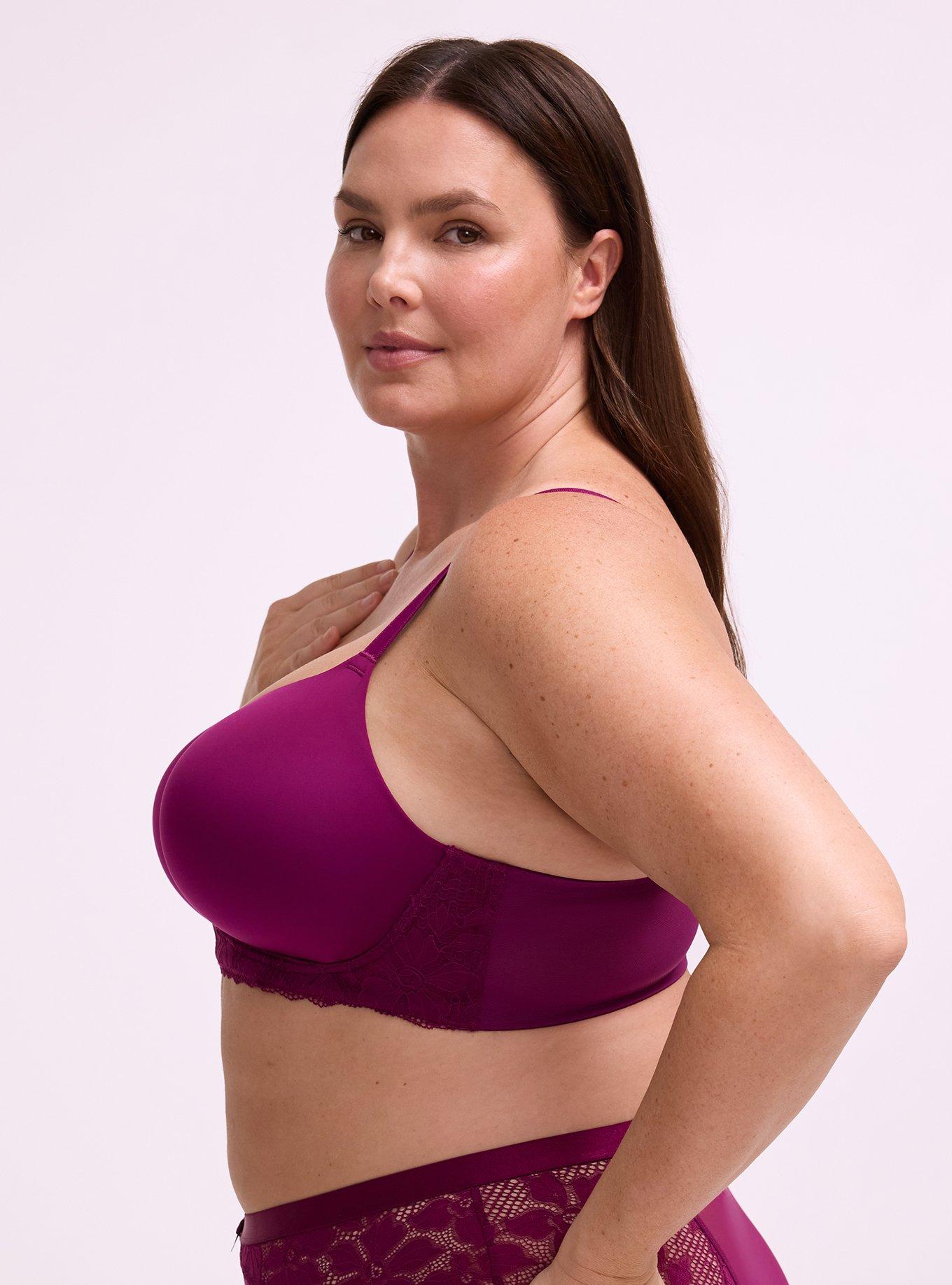Ava Wire-Free Push-Up Lace Bra, PLUM CASPIA, alternate