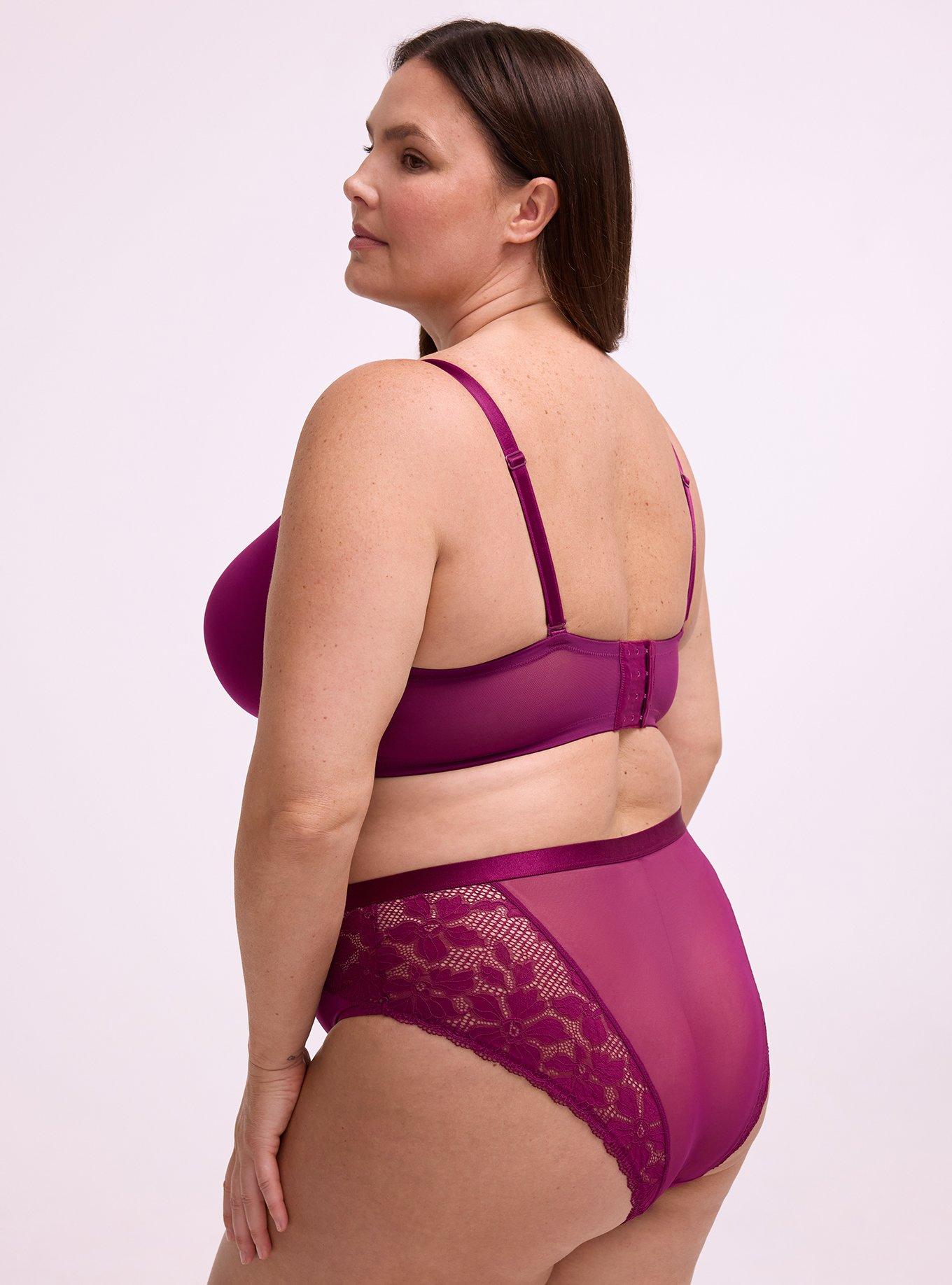 Ava Wire-Free Push-Up Lace Bra, PLUM CASPIA, alternate