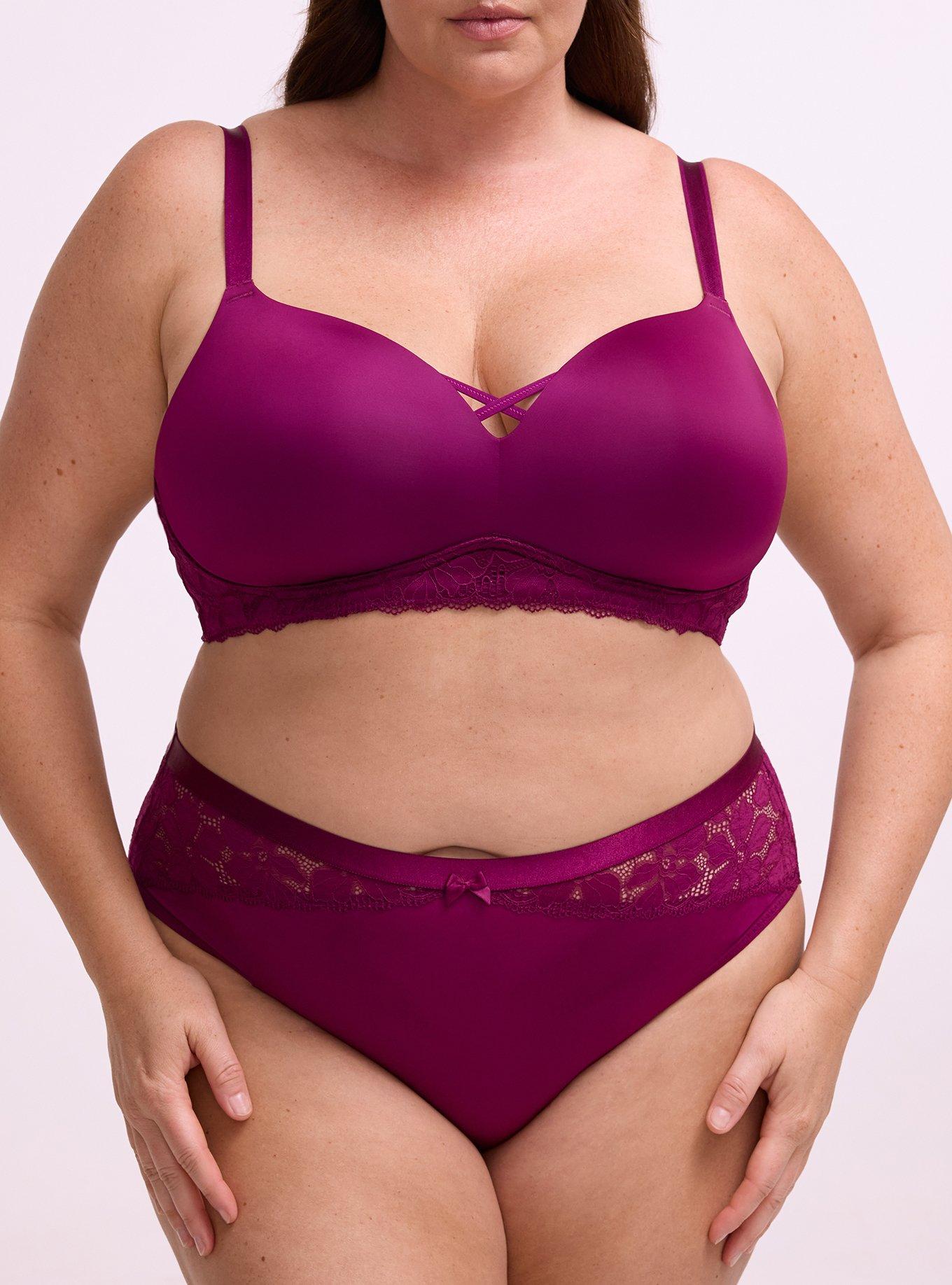Ava Wire-Free Push-Up Lace Bra, PLUM CASPIA, alternate