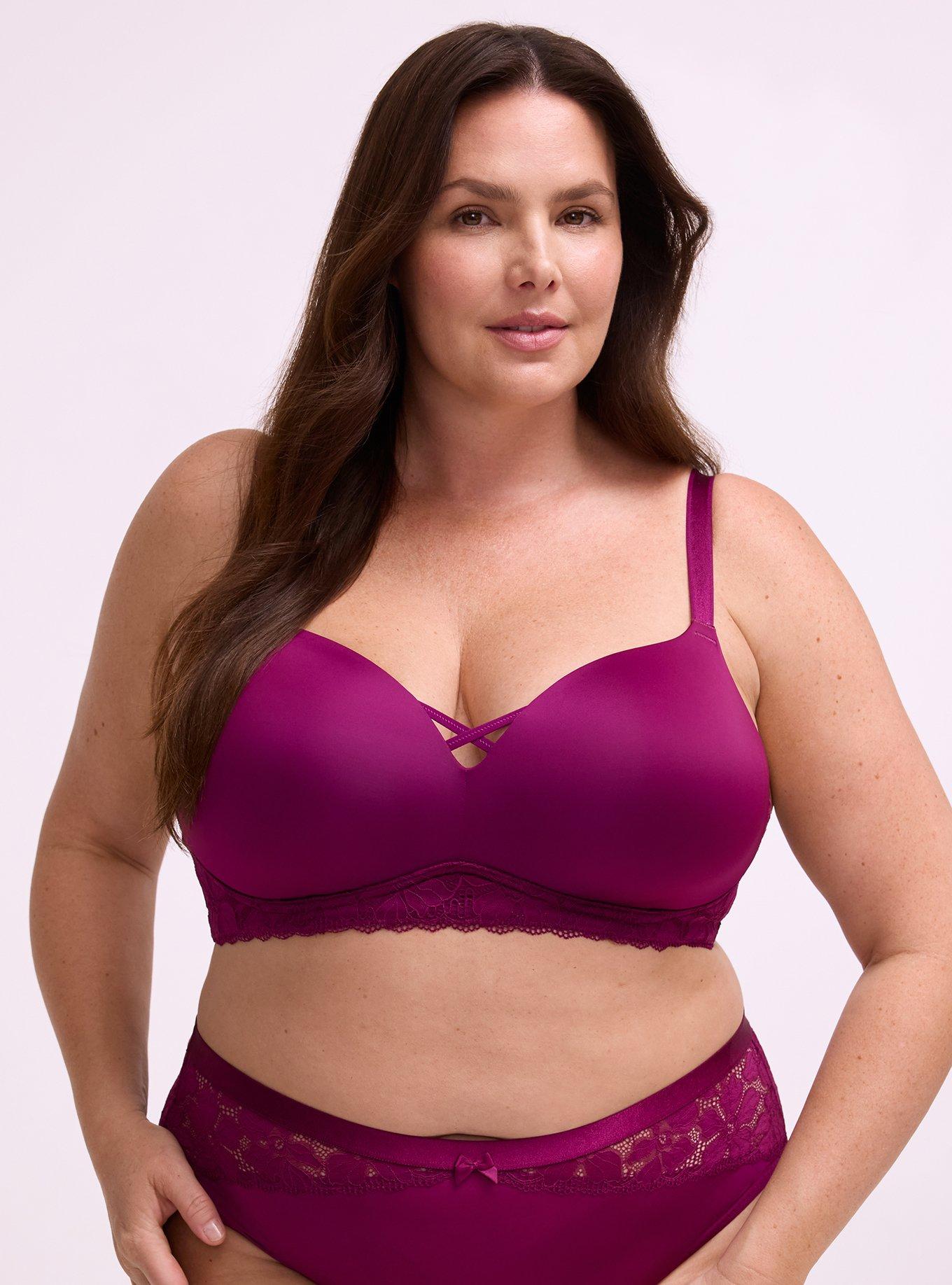 Ava Wire-Free Push-Up Lace Bra, PLUM CASPIA, hi-res
