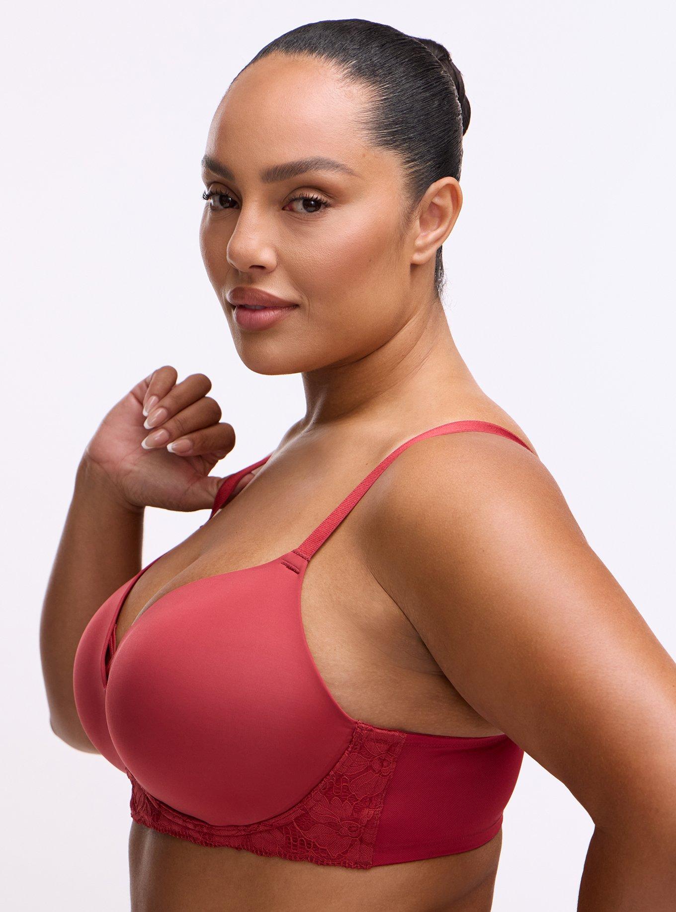 Ava Wire-Free Push-Up Lace Bra, GARNET, alternate
