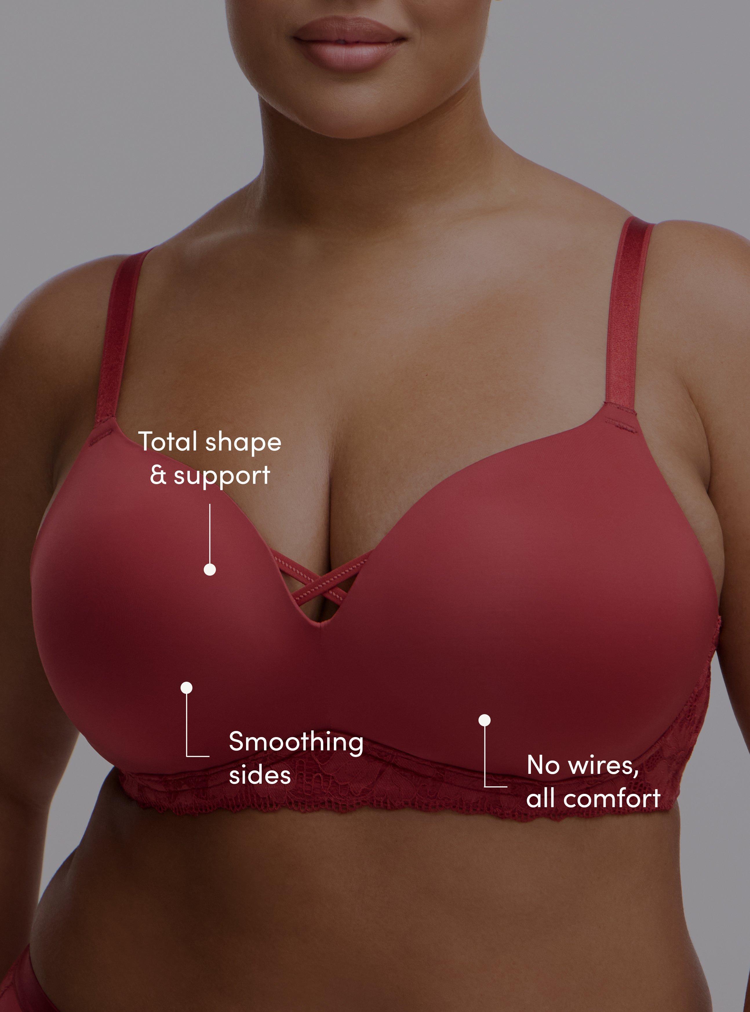 Ava Wire-Free Push-Up Lace Bra, GARNET, alternate