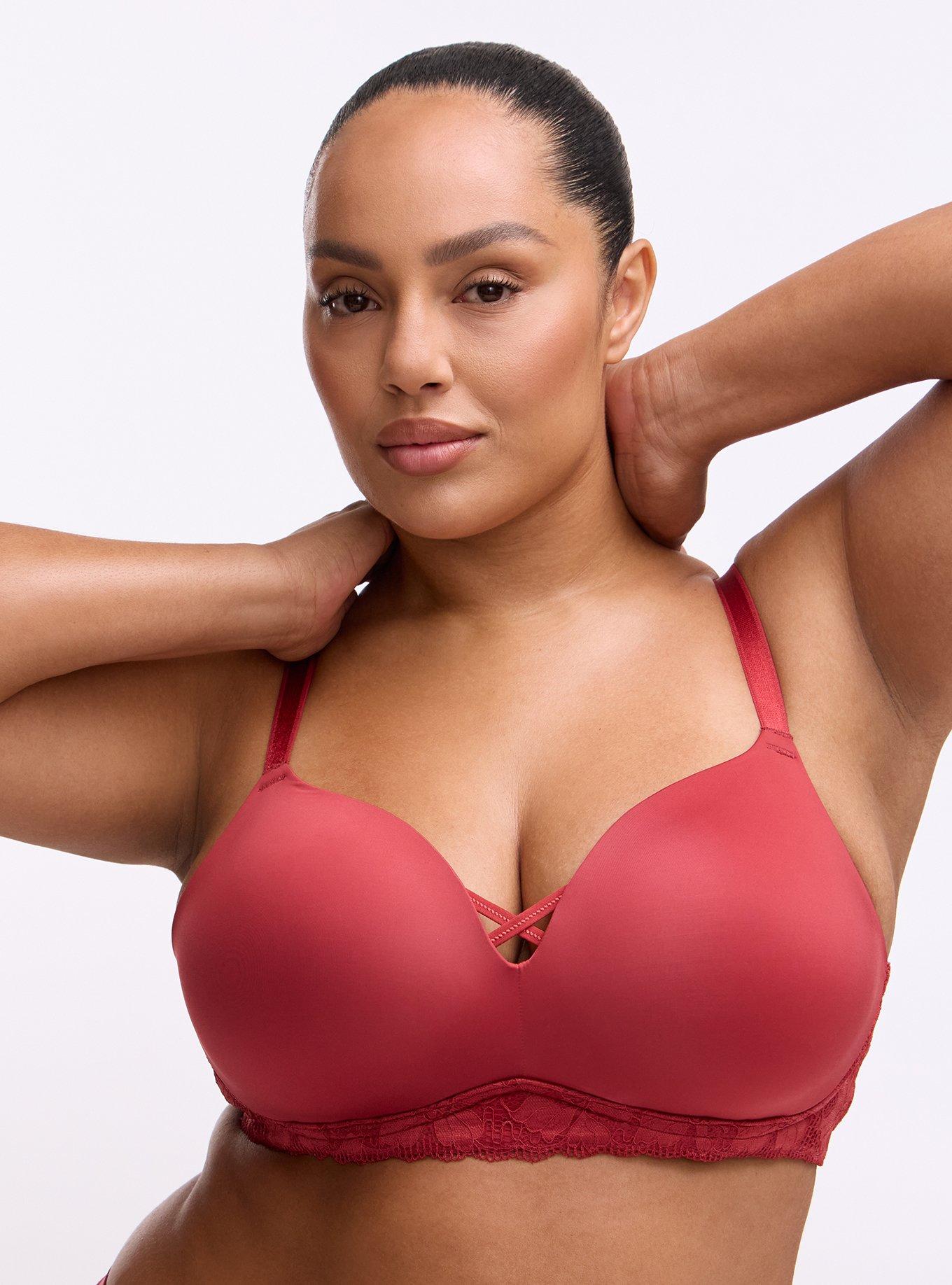 Ava Wire-Free Push-Up Lace Bra, GARNET, hi-res