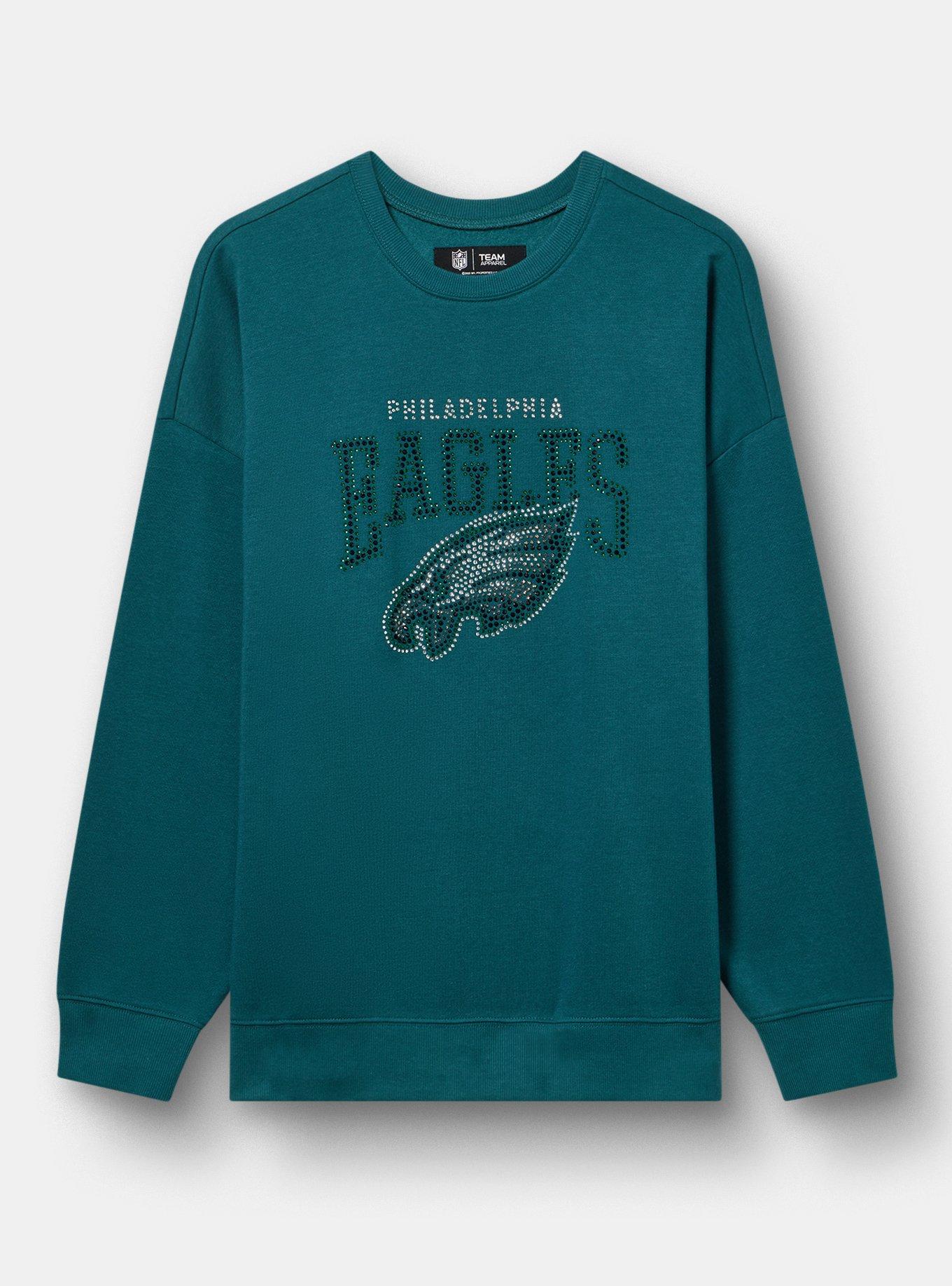 NFL Philadelphia Eagles Rhinestone Relaxed Fleece Sweatshirt, PHILADELPHIA EAGLES DEEP TEAL, hi-res