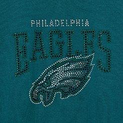 NFL Philadelphia Eagles Rhinestone Relaxed Fleece Sweatshirt, PHILADELPHIA EAGLES DEEP TEAL, swatch