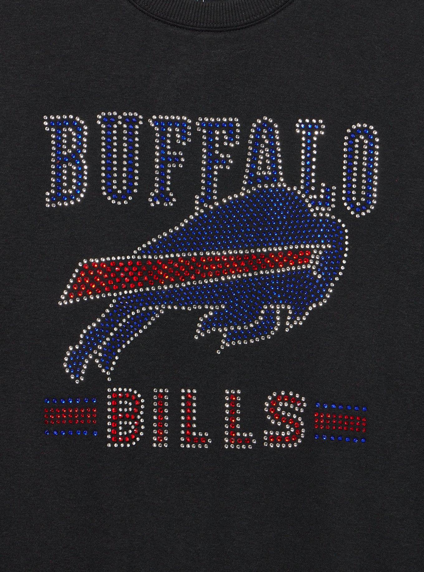 NFL Buffalo Bills Rhinestone Relaxed Fleece Sweatshirt, BUFFALO BILLS DEEP BLACK, alternate