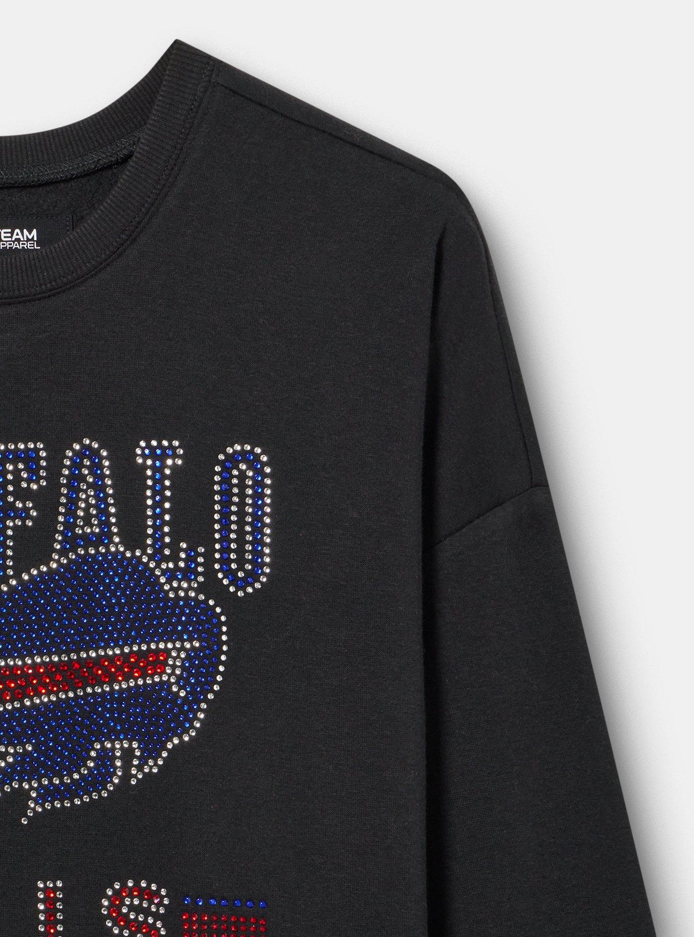 NFL Buffalo Bills Rhinestone Relaxed Fleece Sweatshirt, BUFFALO BILLS DEEP BLACK, alternate