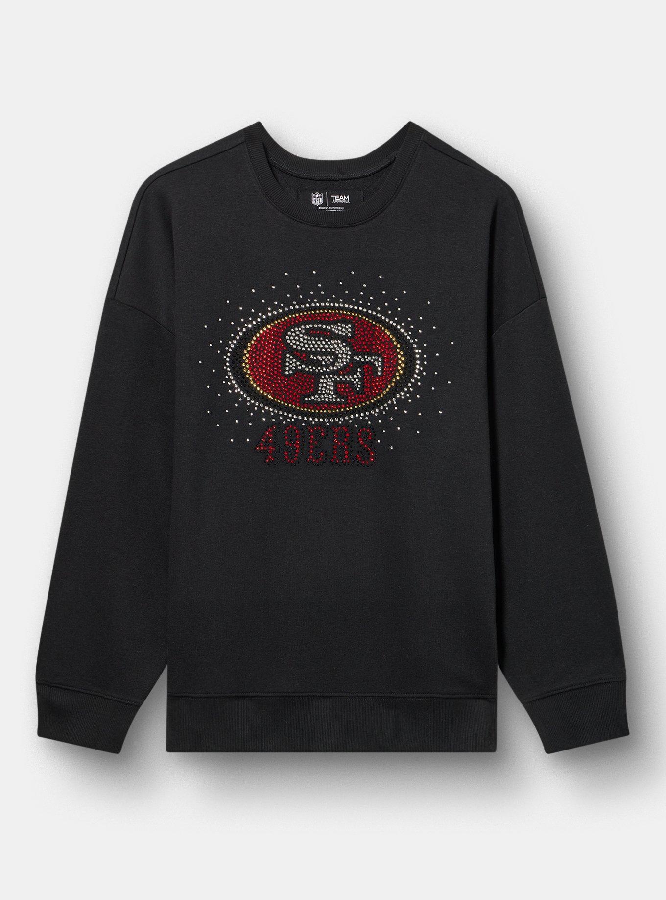 NFL San Fransisco 49ers Rhinestone Relaxed Fleece Sweatshirt, 49ERS DEEP BLACK, hi-res