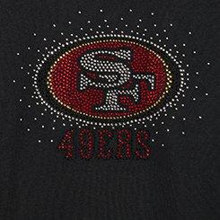 NFL San Fransisco 49ers Rhinestone Relaxed Fleece Sweatshirt, 49ERS DEEP BLACK, swatch