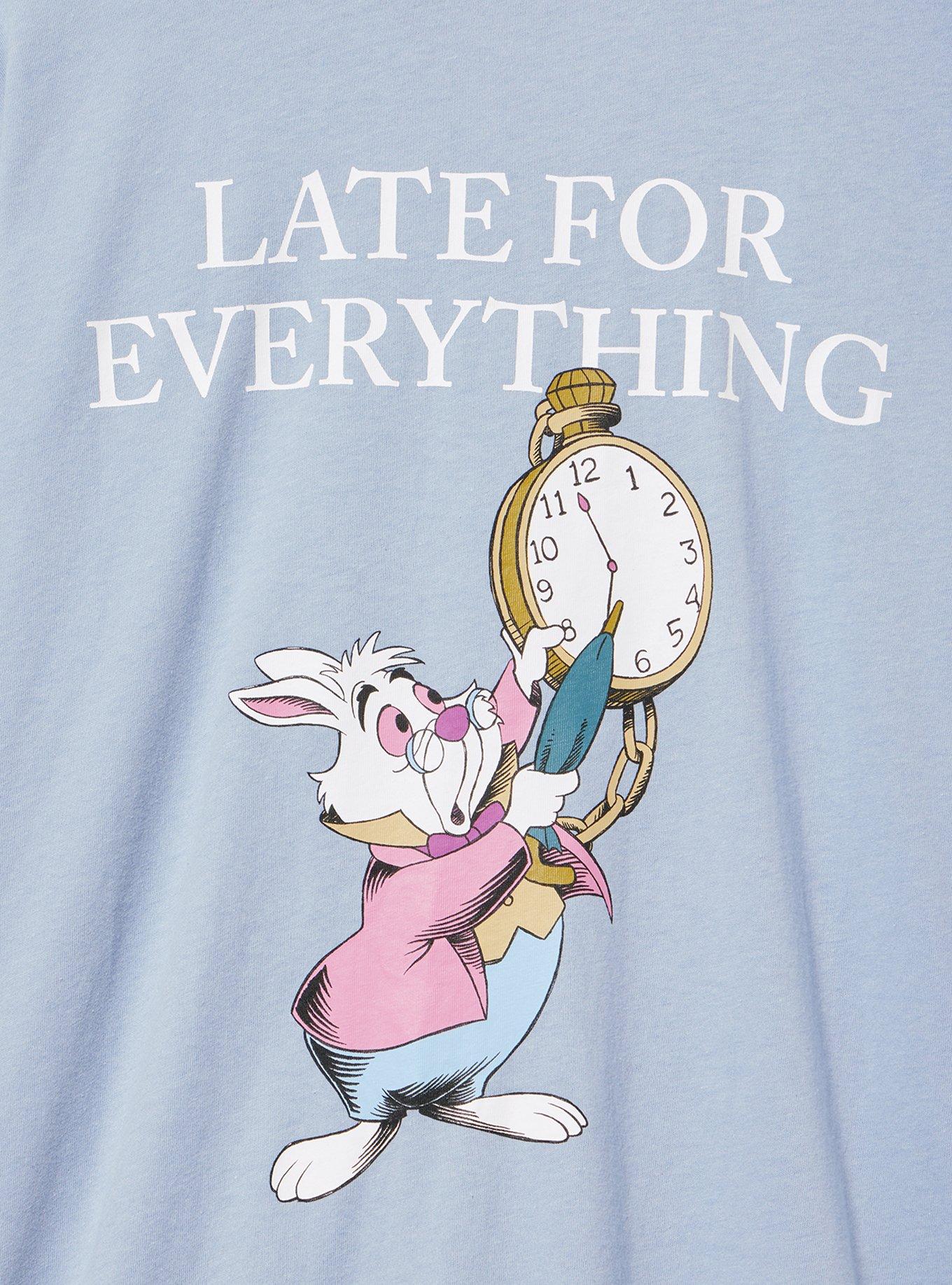 Alice In Wonderland Cotton Jersey Long Sleeve Tee, WHITE RABBIT DUSTY BLUE, alternate