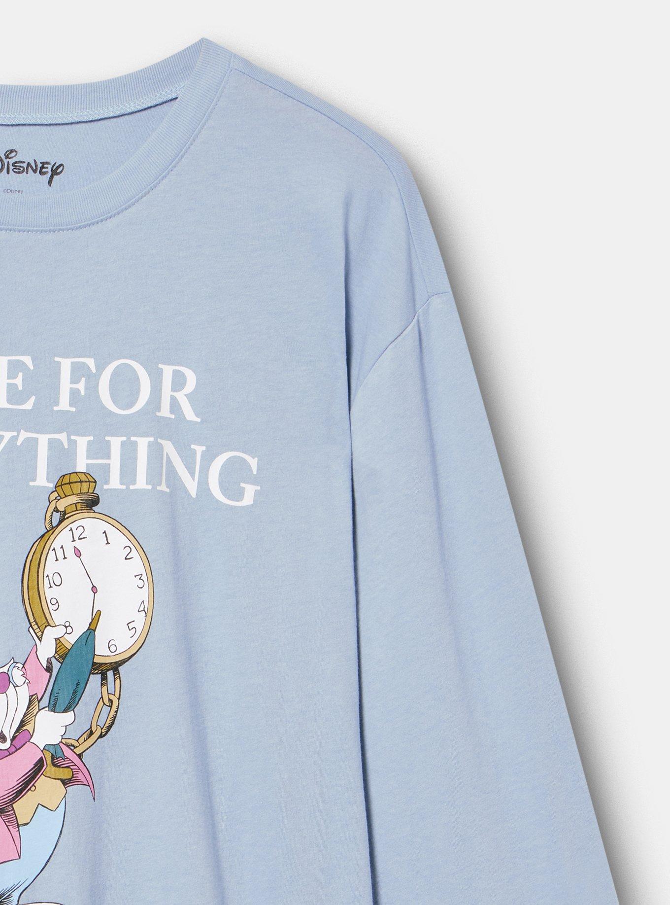 Alice In Wonderland Cotton Jersey Long Sleeve Tee, WHITE RABBIT DUSTY BLUE, alternate