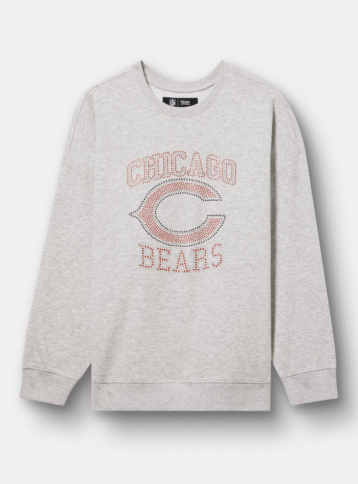 NFL Chicago Bears Rhinestone Relaxed Fleece Sweatshirt, CHICAGO BEARS LT HEATHER GRAY, hi-res