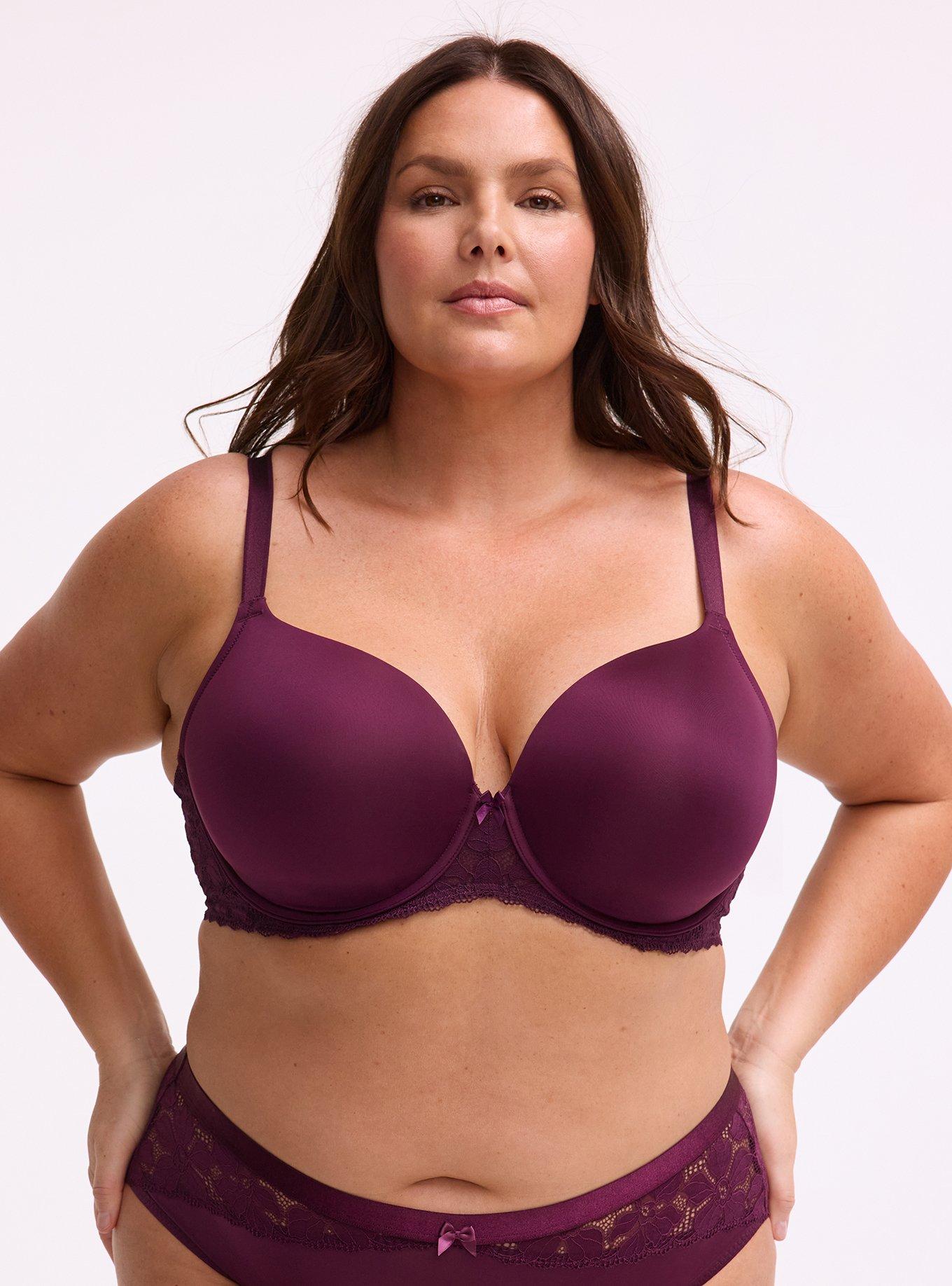 Ava Perfect Coverage Lightly Lined Lace Bra, POTENT PURPLE, hi-res
