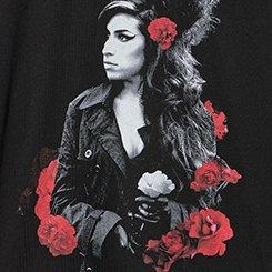 Amy Winehouse Relaxed Cotton Jersey Tee, AMY WINEHOUSE ROSES DEEP BLACK, swatch
